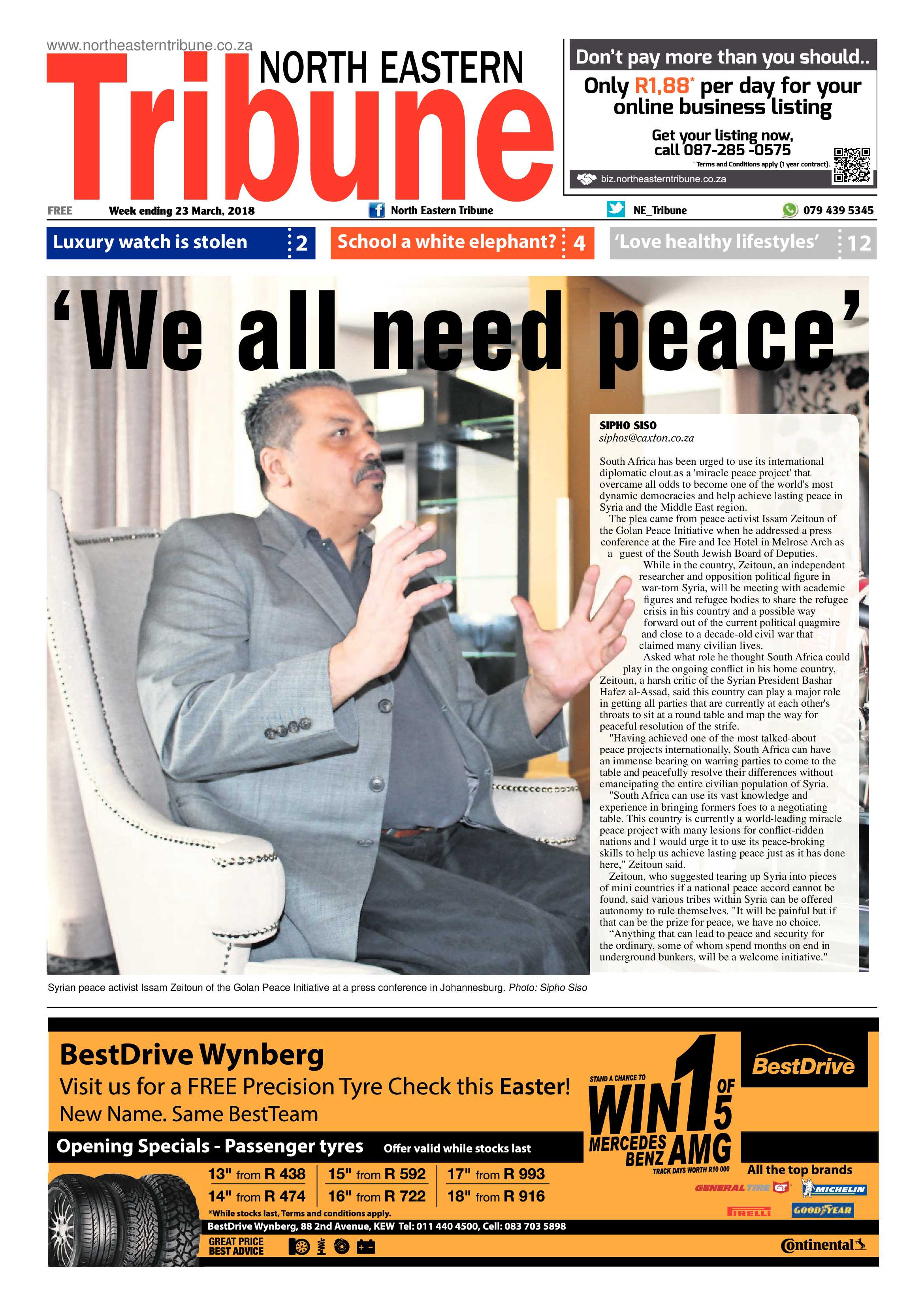 North Easter Tribune 23 March 2018 page 1