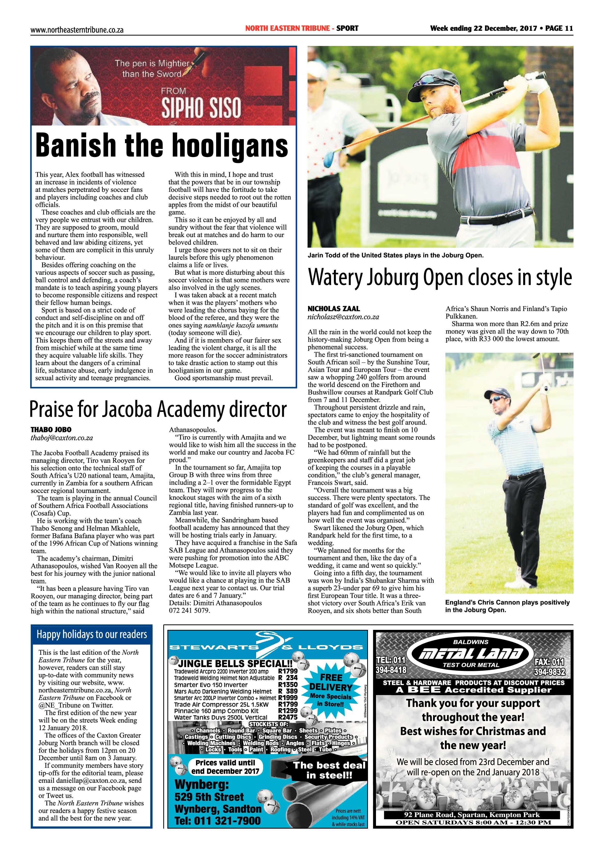North Eastern Tribune 22 December, 2017 page 11