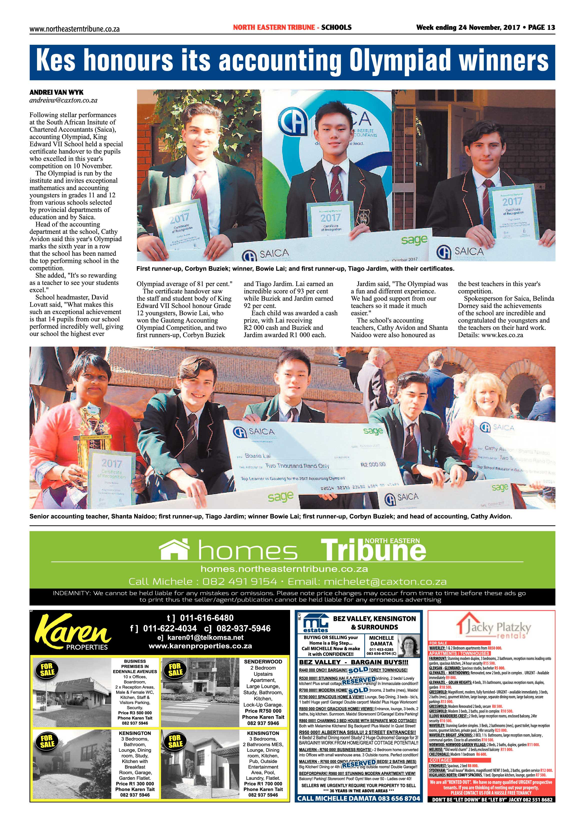 North Eastern Tribune 24 November, 2017 page 13