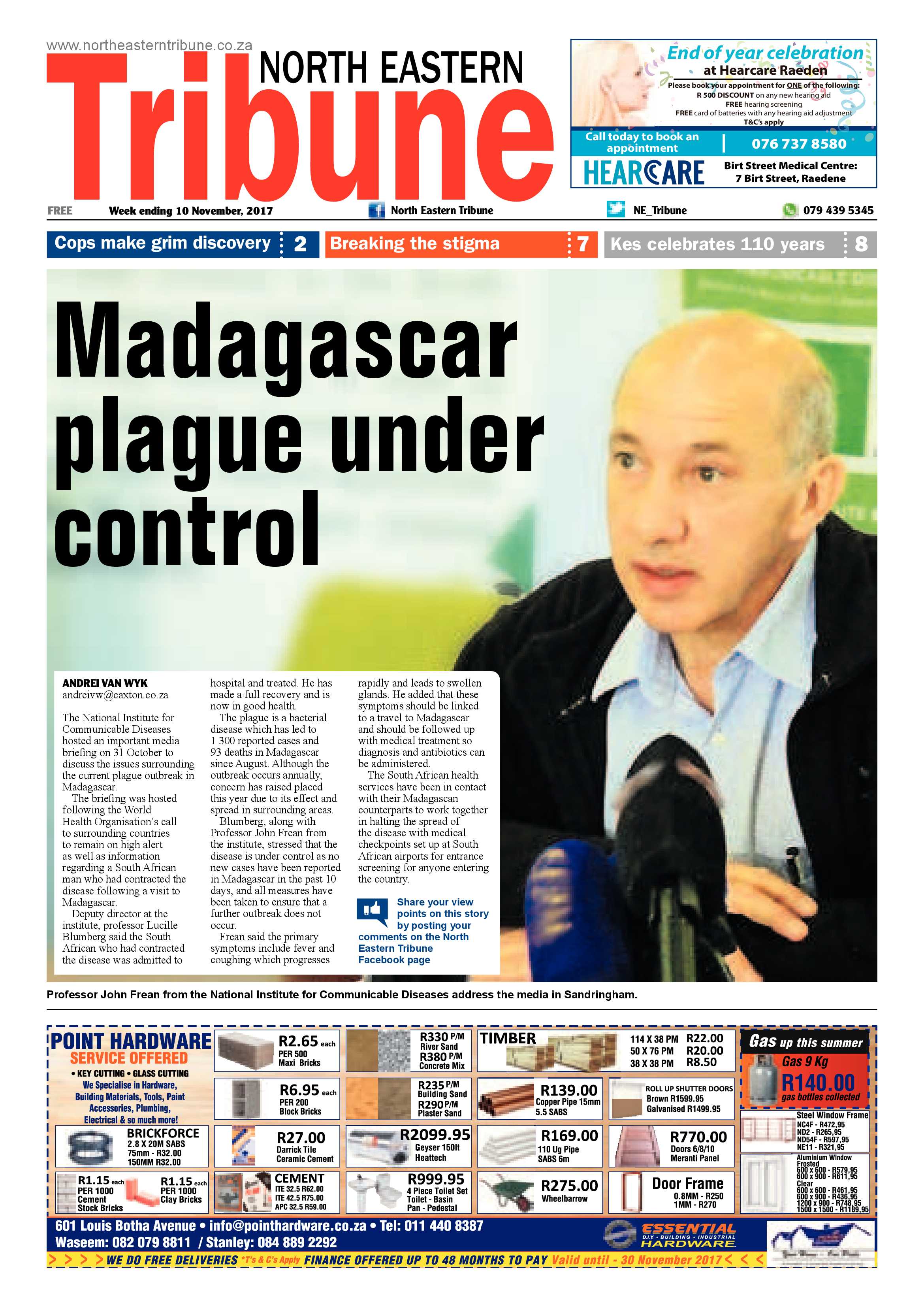 North Eastern Tribune – 10 November 2017 page 1