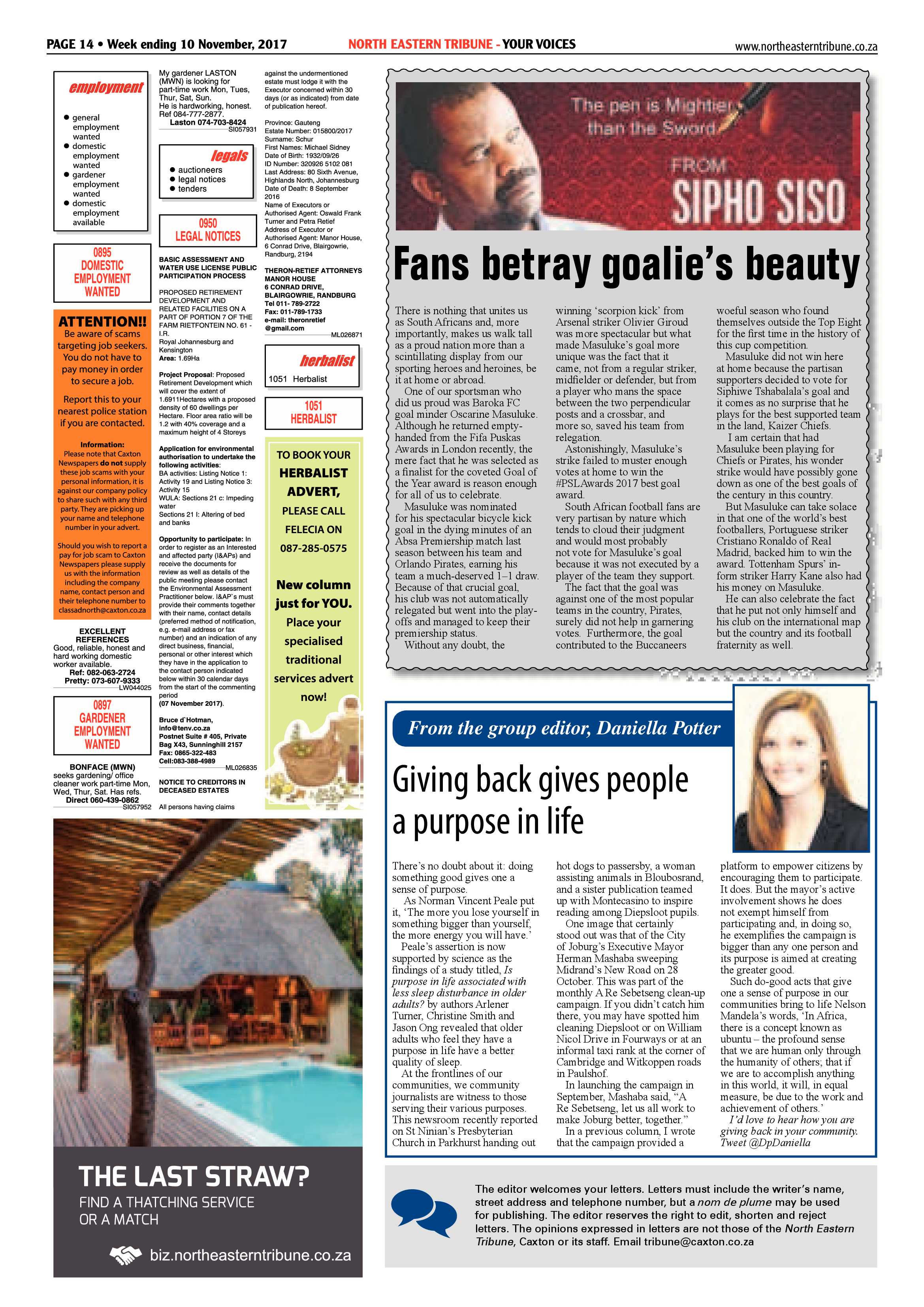 North Eastern Tribune – 10 November 2017 page 14