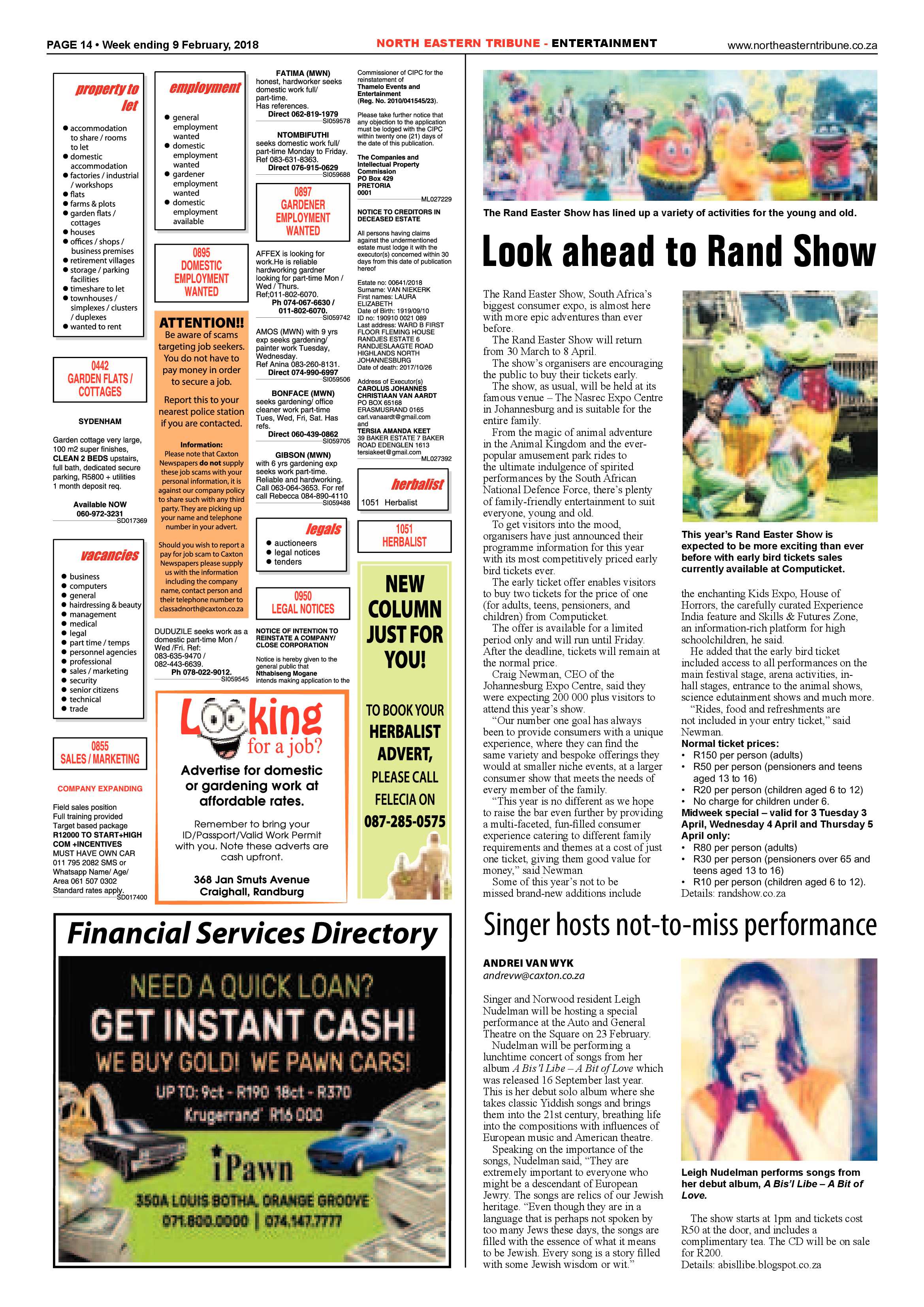 North Eastern Tribune – 9 Feb 2018 page 14