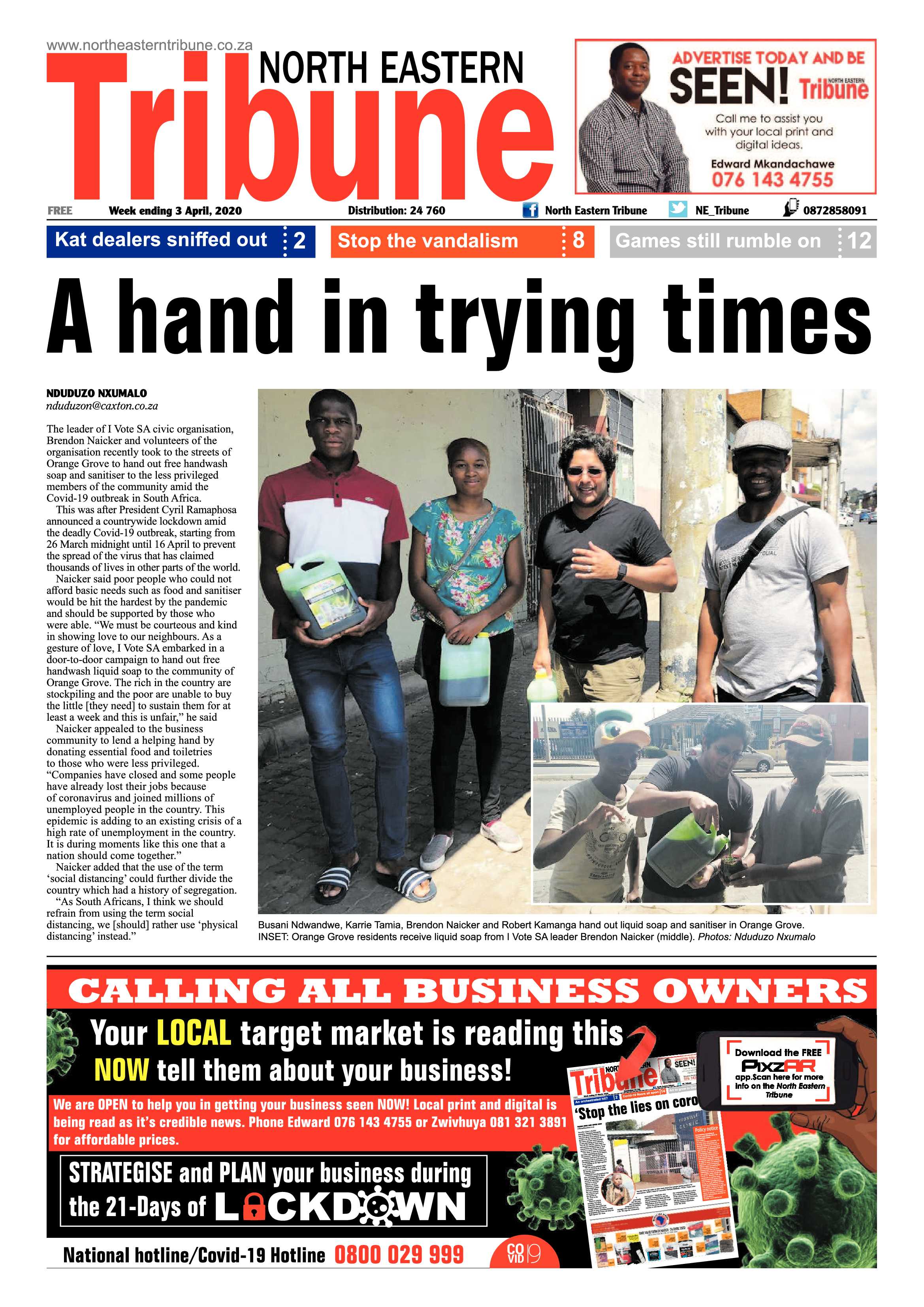 North Eastern Tribune 03 April 2020 page 1