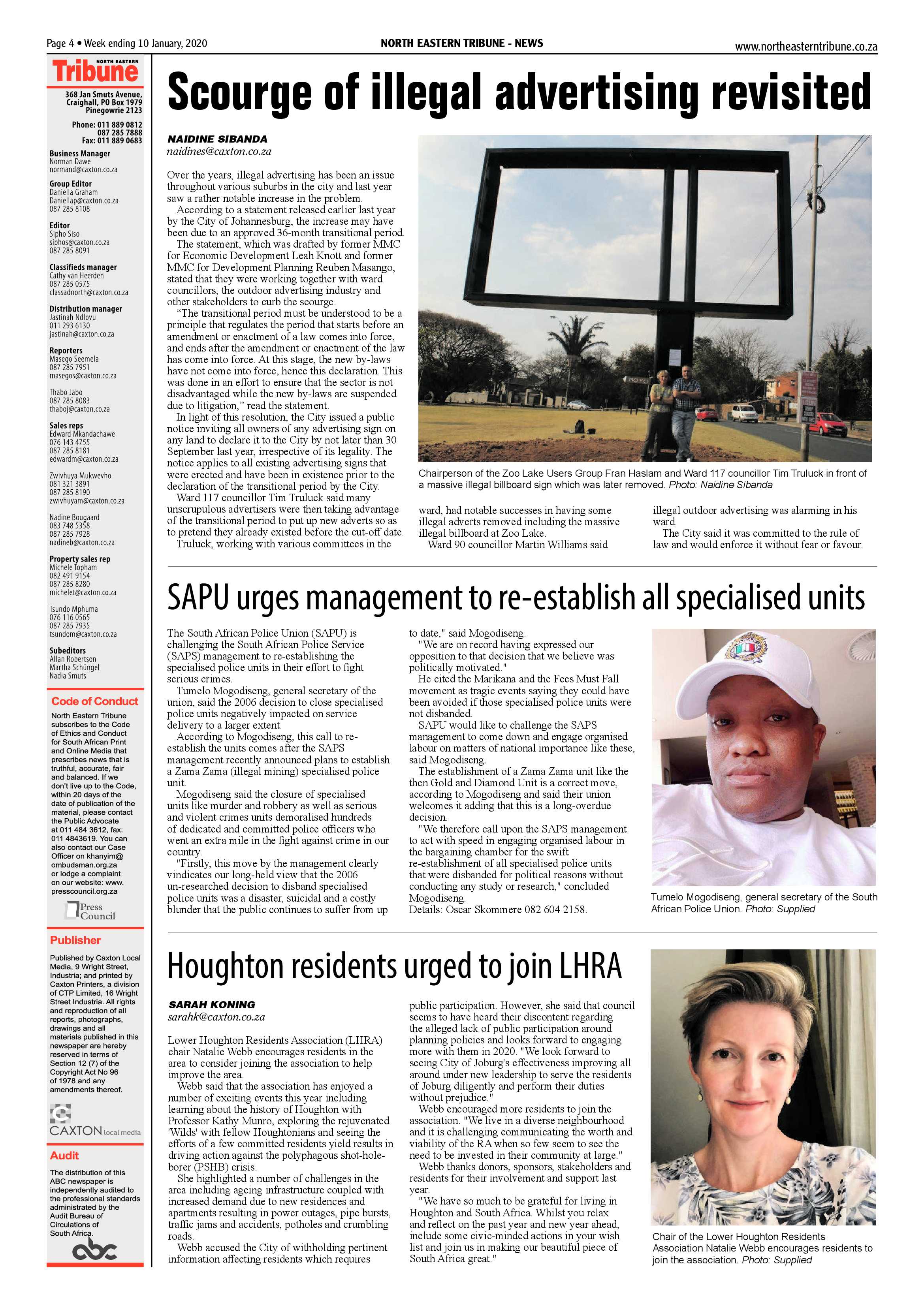 North Eastern Tribune 10 January  2020 page 4