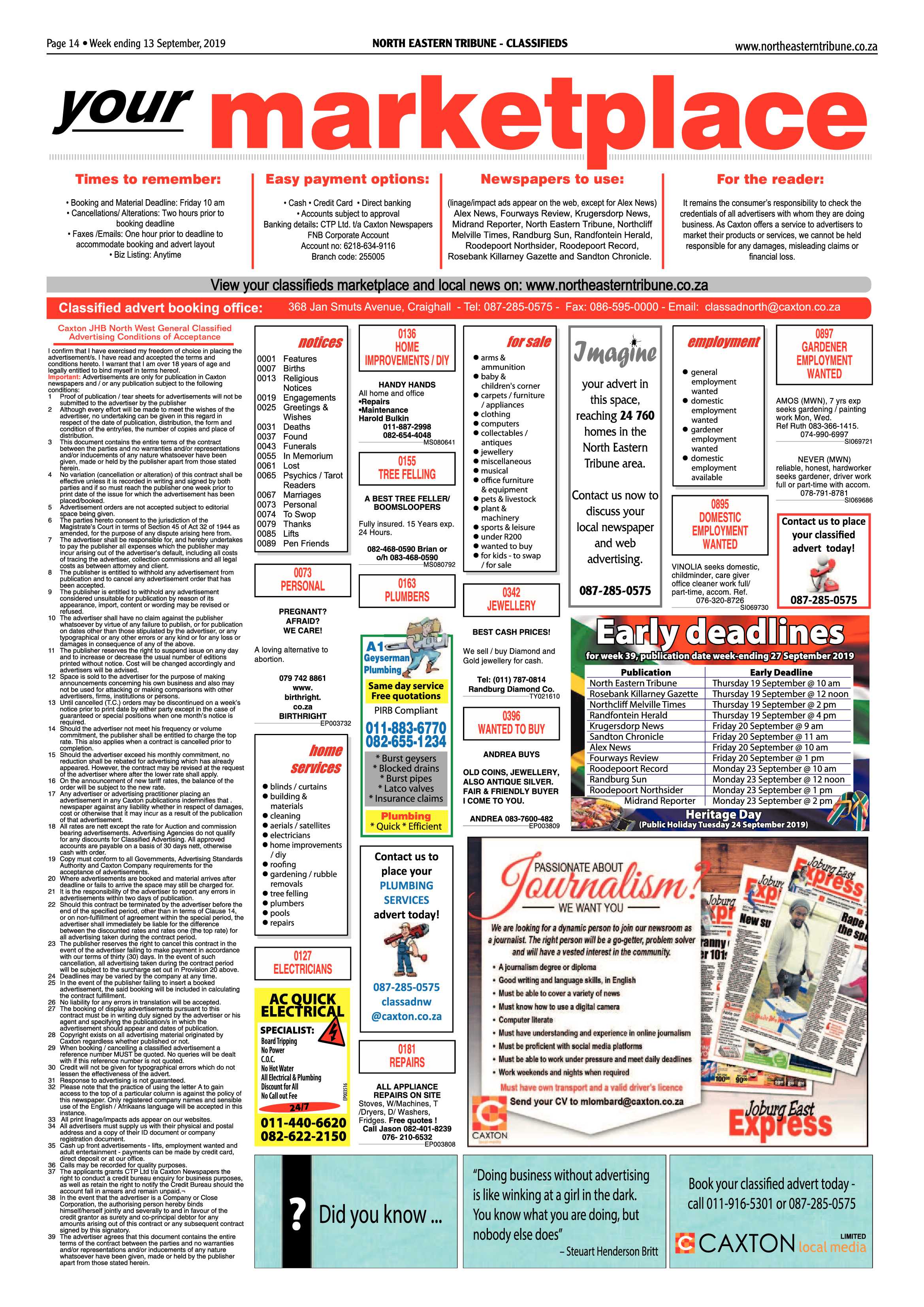 North Eastern Tribune 10 September, 2019 page 14