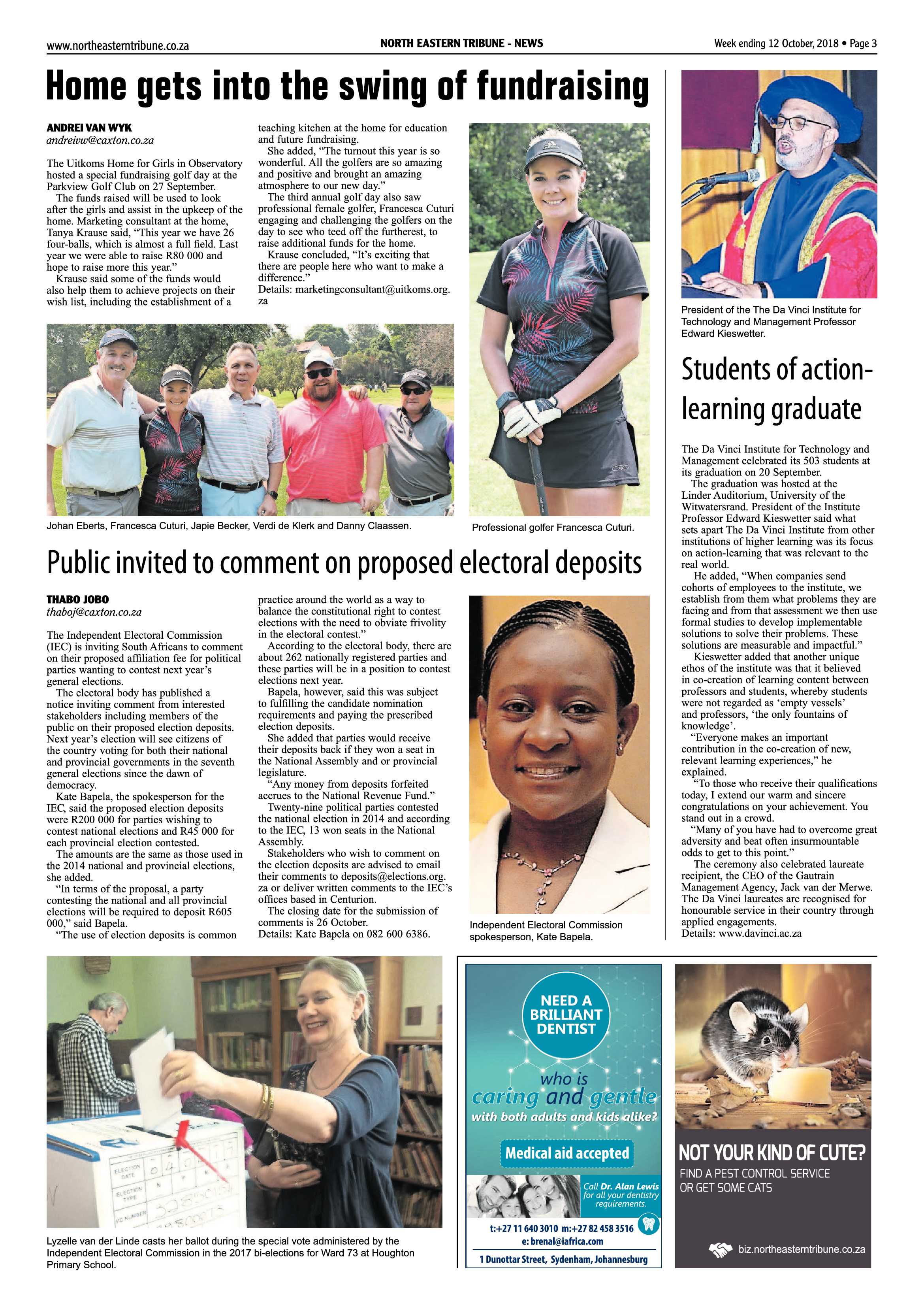 North Eastern Tribune 12 October, 2018 page 3