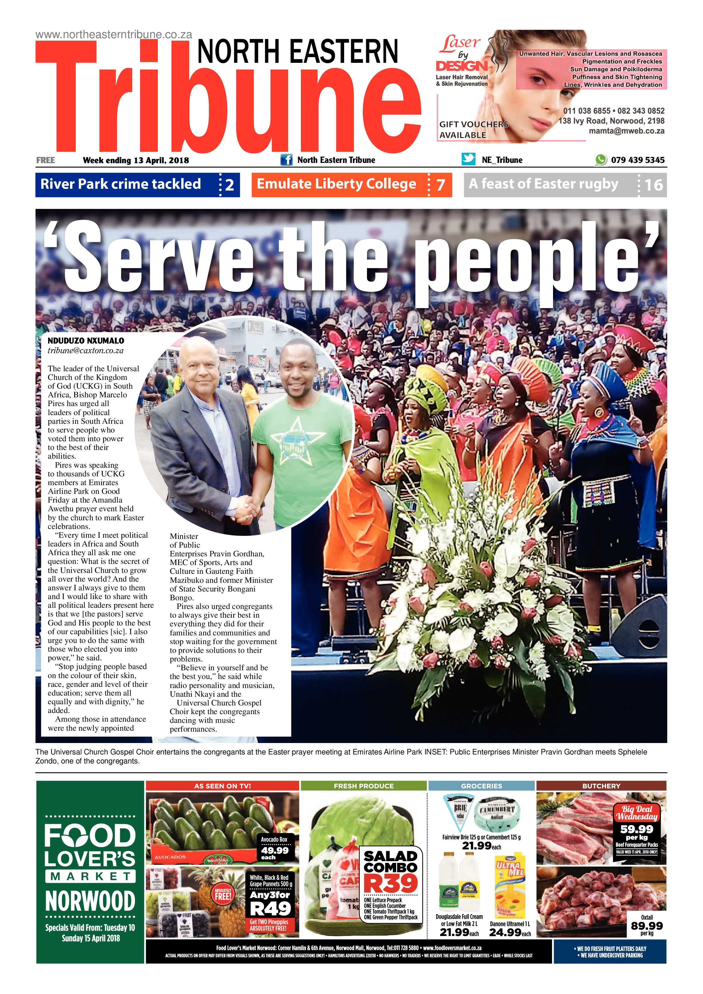 North Eastern Tribune 13 April 2018 page 1