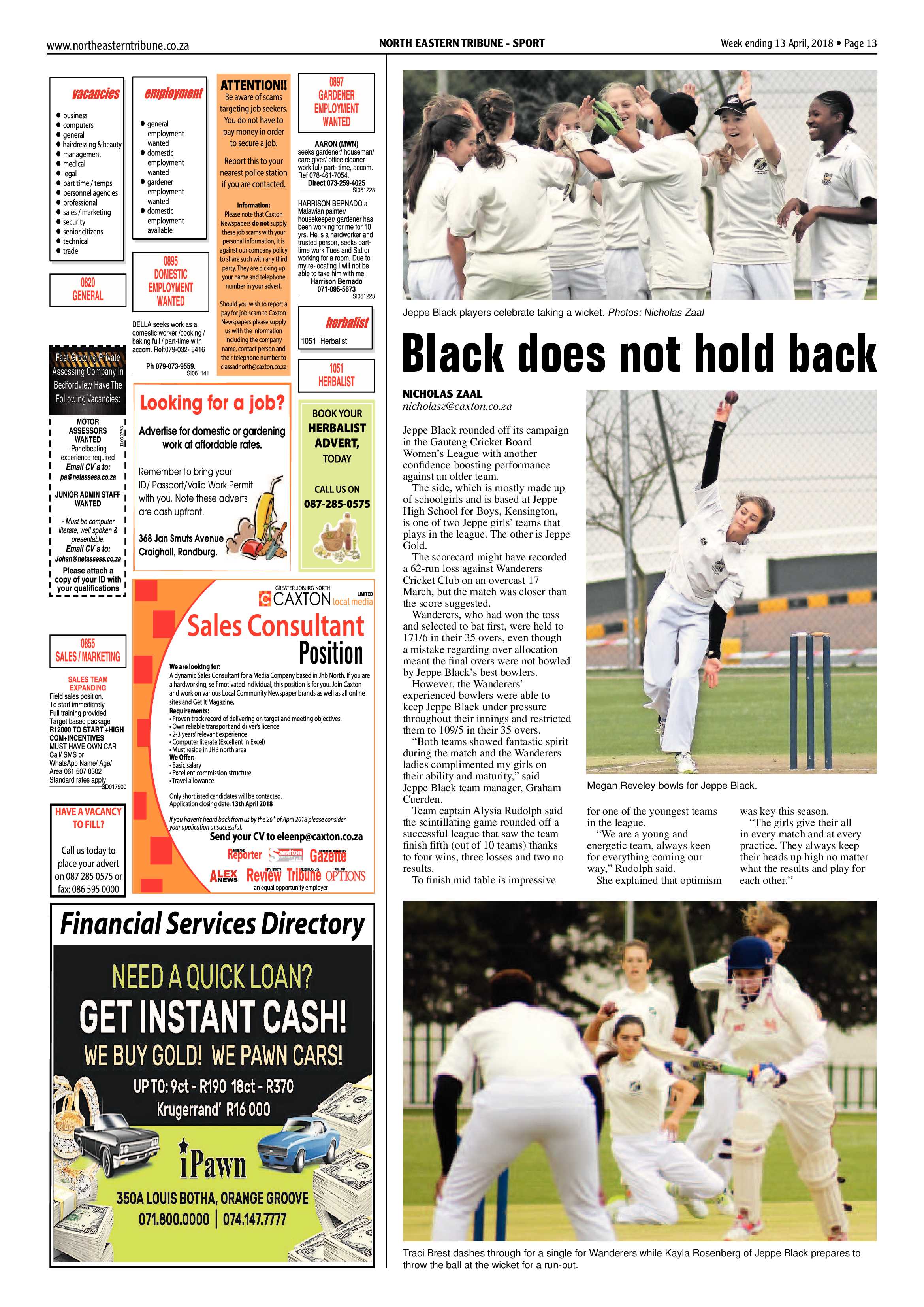 North Eastern Tribune 13 April 2018 page 13