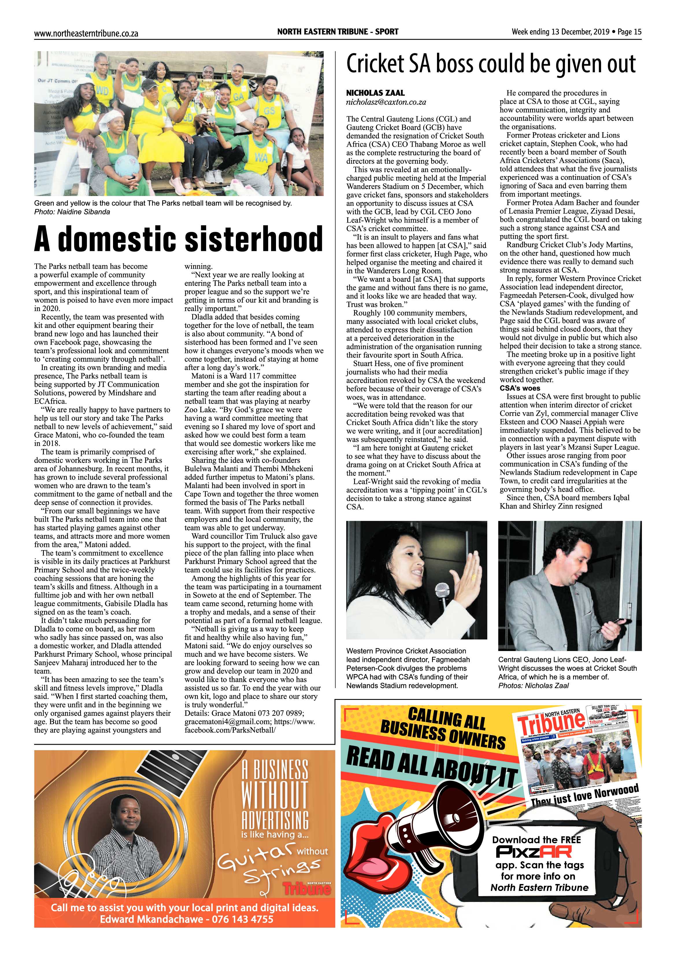 North Eastern Tribune 09 December 2019 page 15