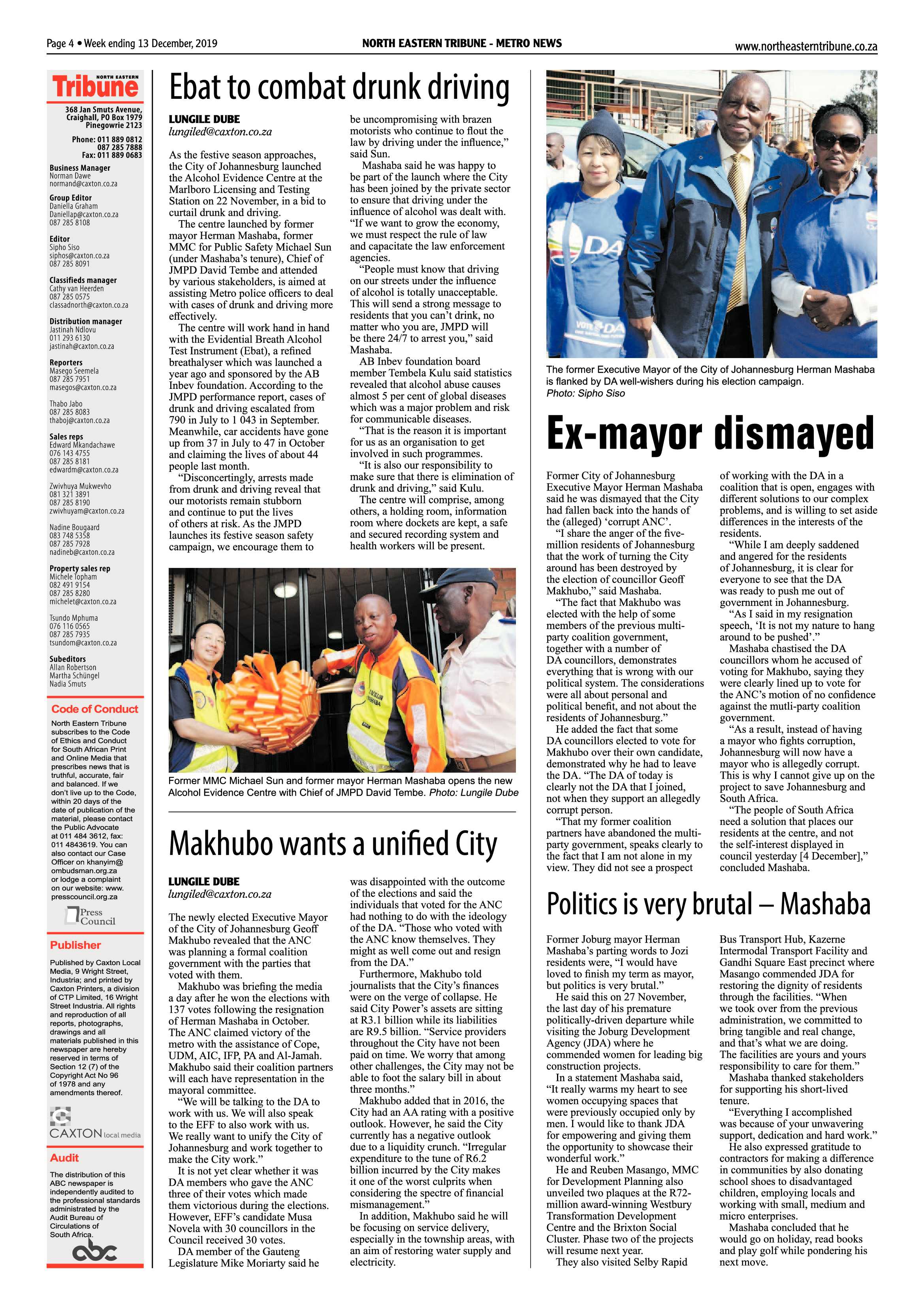 North Eastern Tribune 09 December 2019 page 4