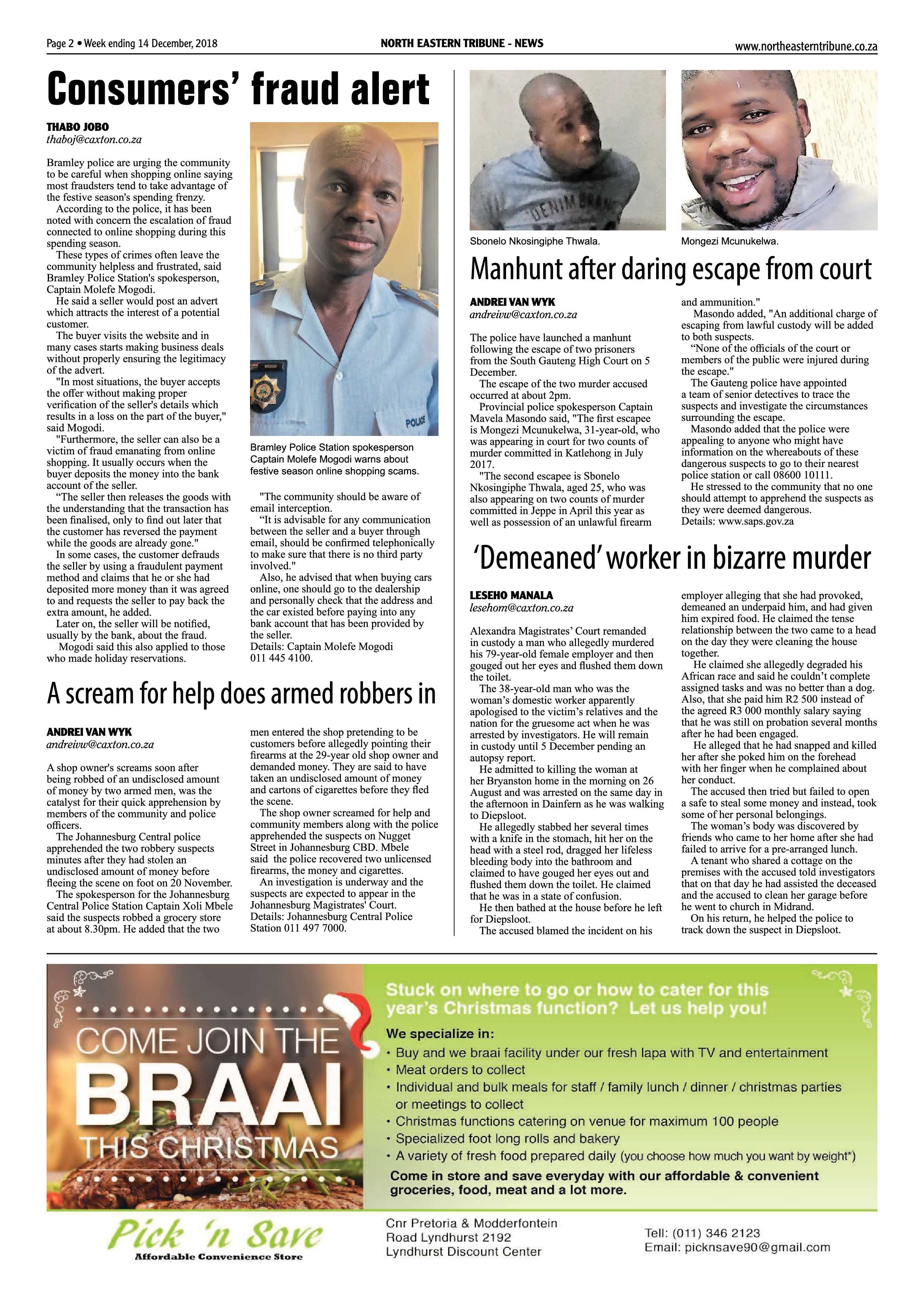 North Eastern Tribune 14 December, 2018 page 2