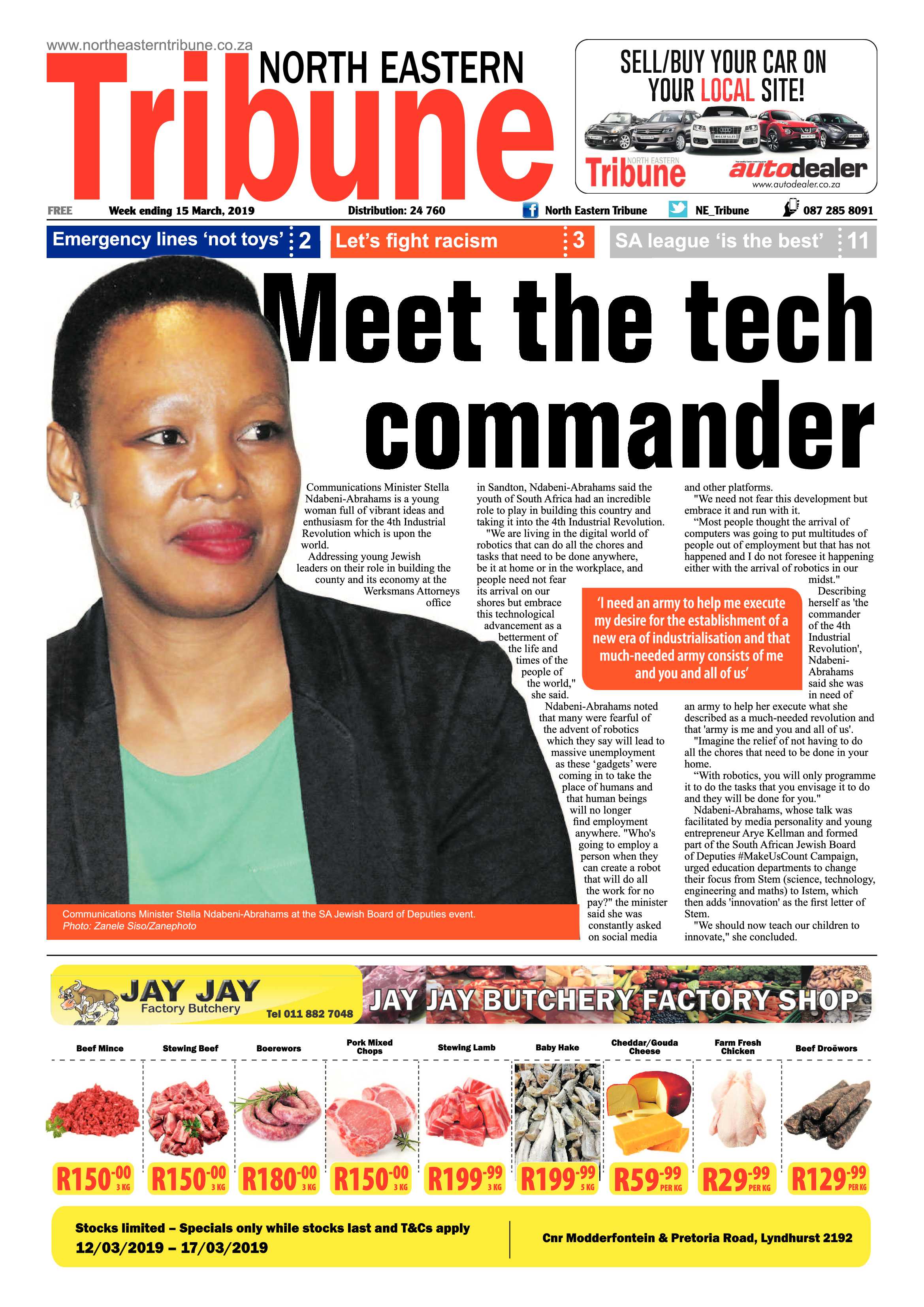 North Eastern Tribune 15 March, 2019 page 1