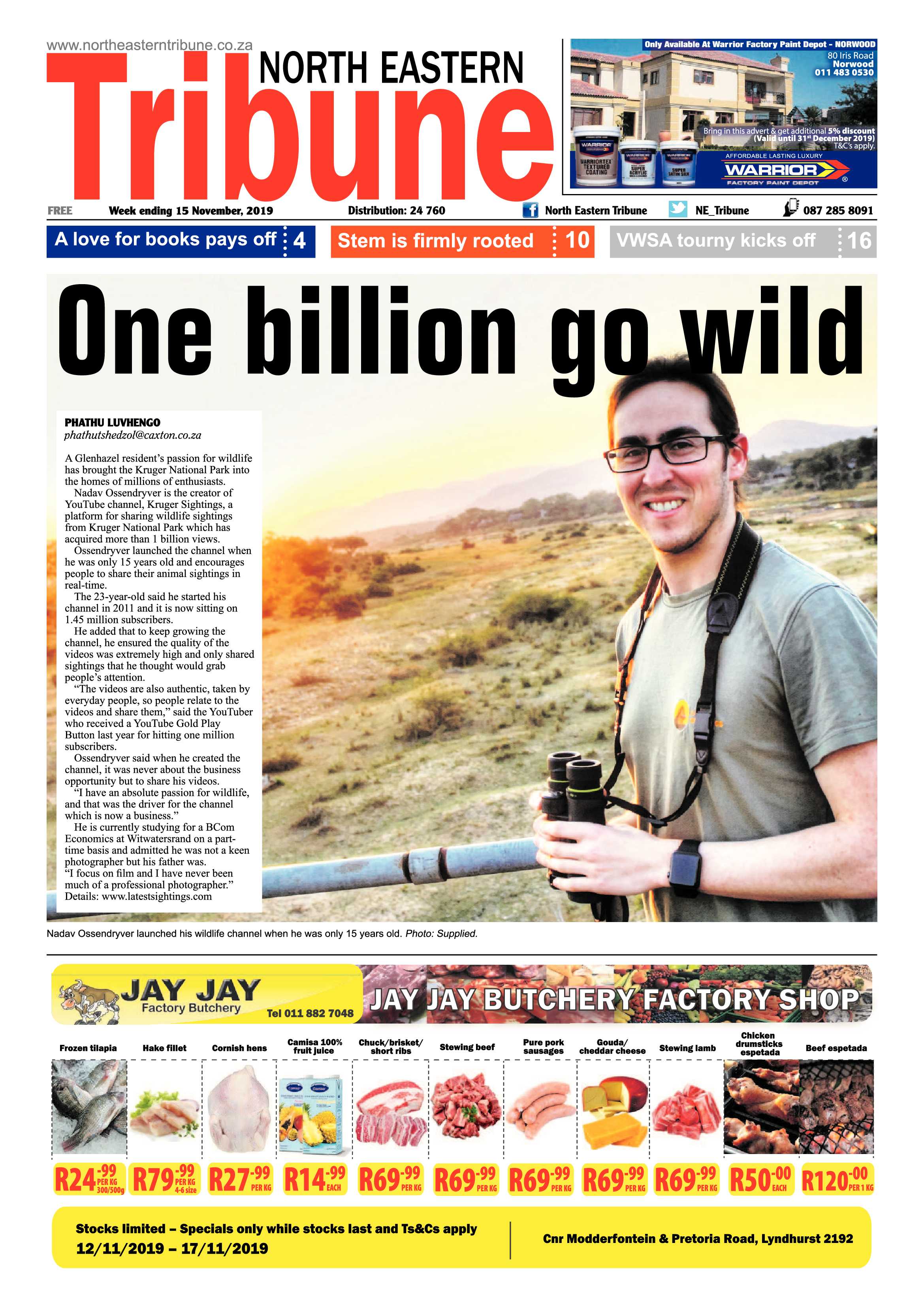 North Eastern Tribune 15 November, 2019 page 1