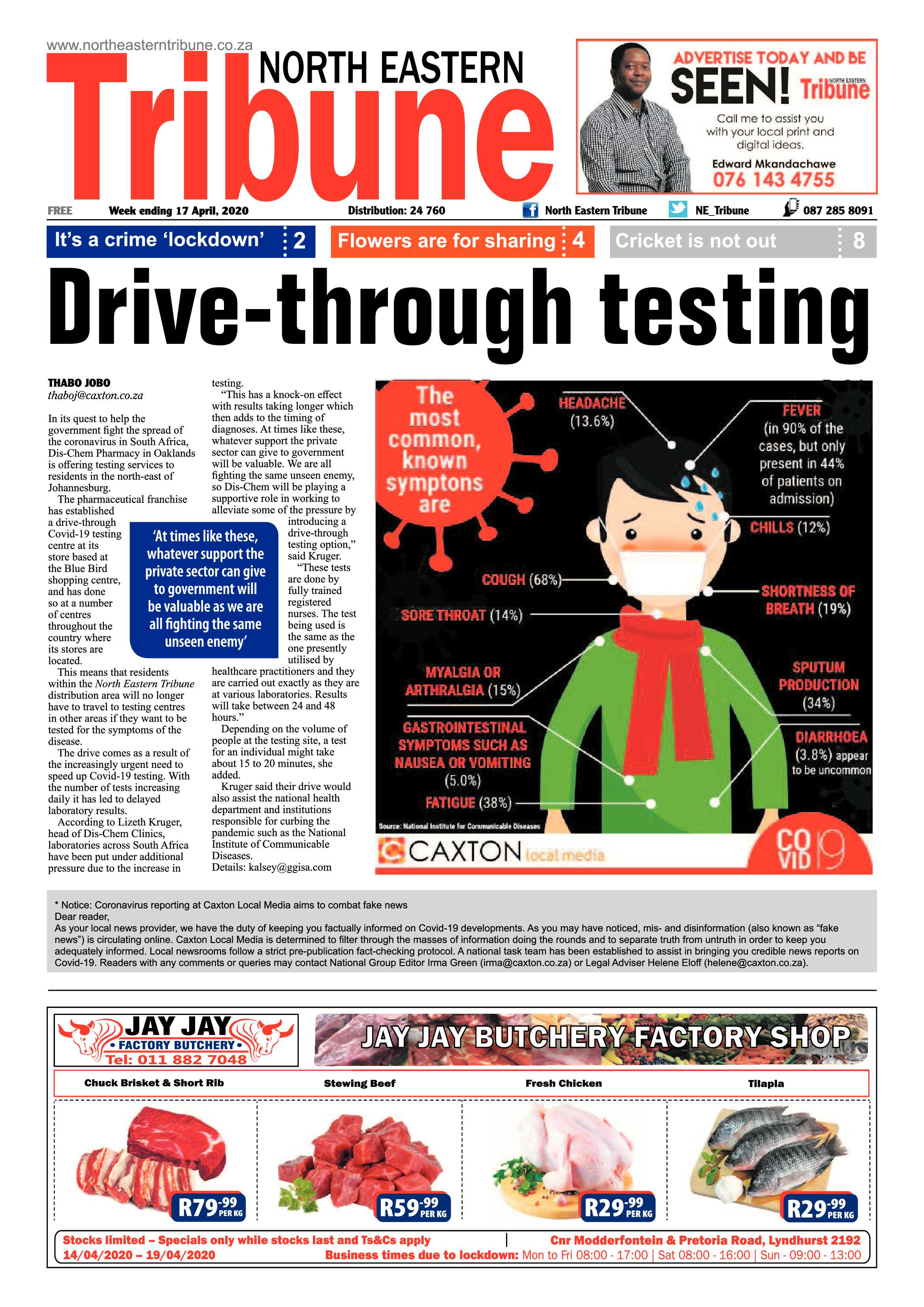 North Eastern Tribune 17 April 2020 page 1