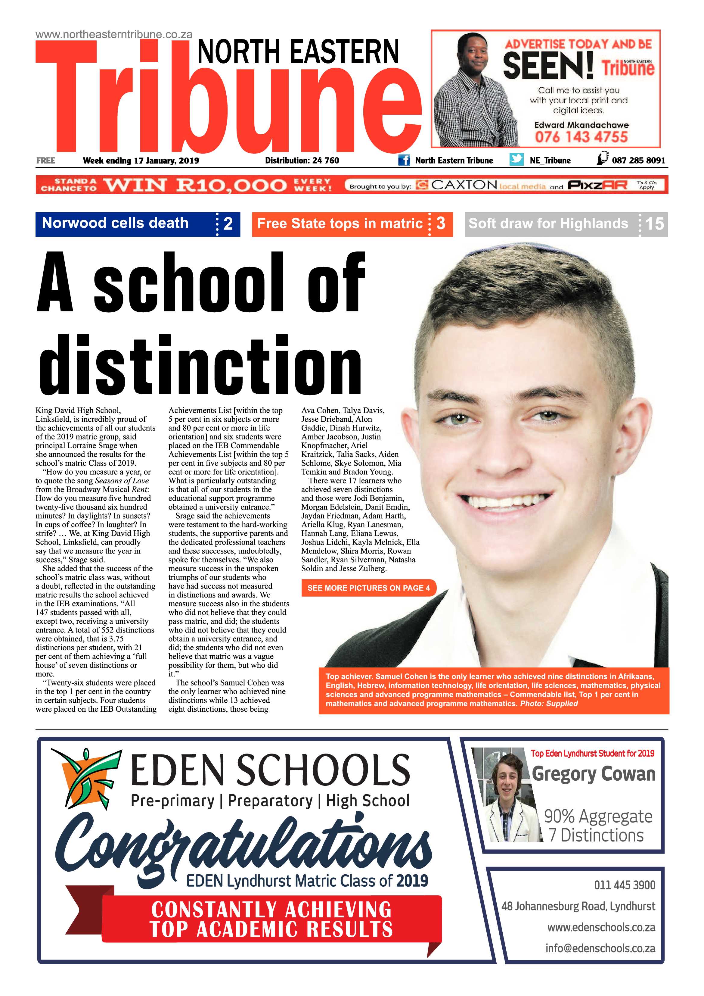 North Eastern Tribune 17 January 2020 page 1