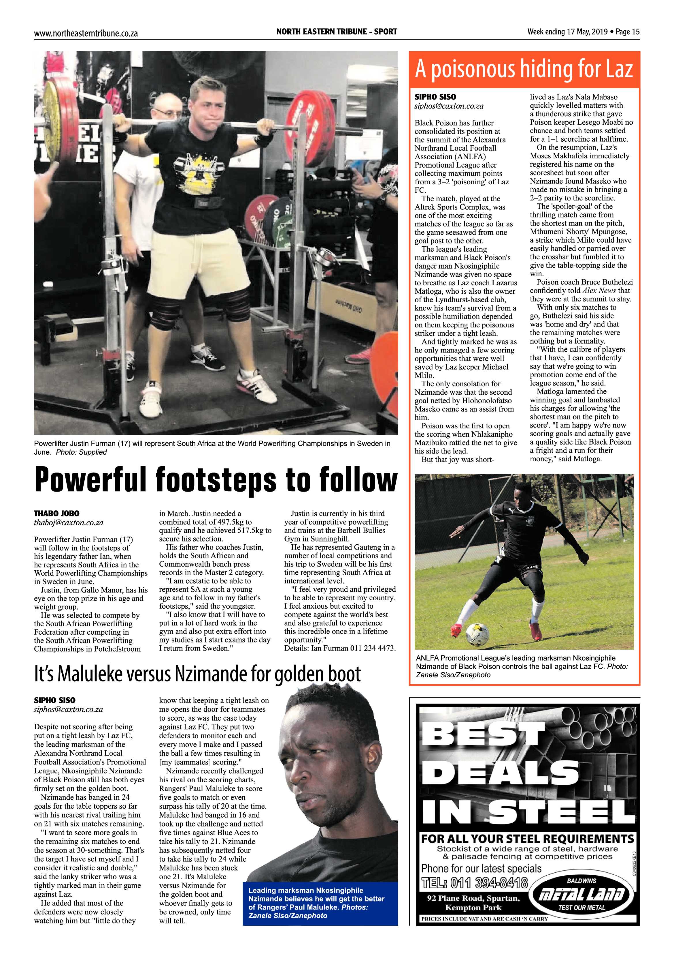 North Eastern Tribune 17 May, 2019 page 15