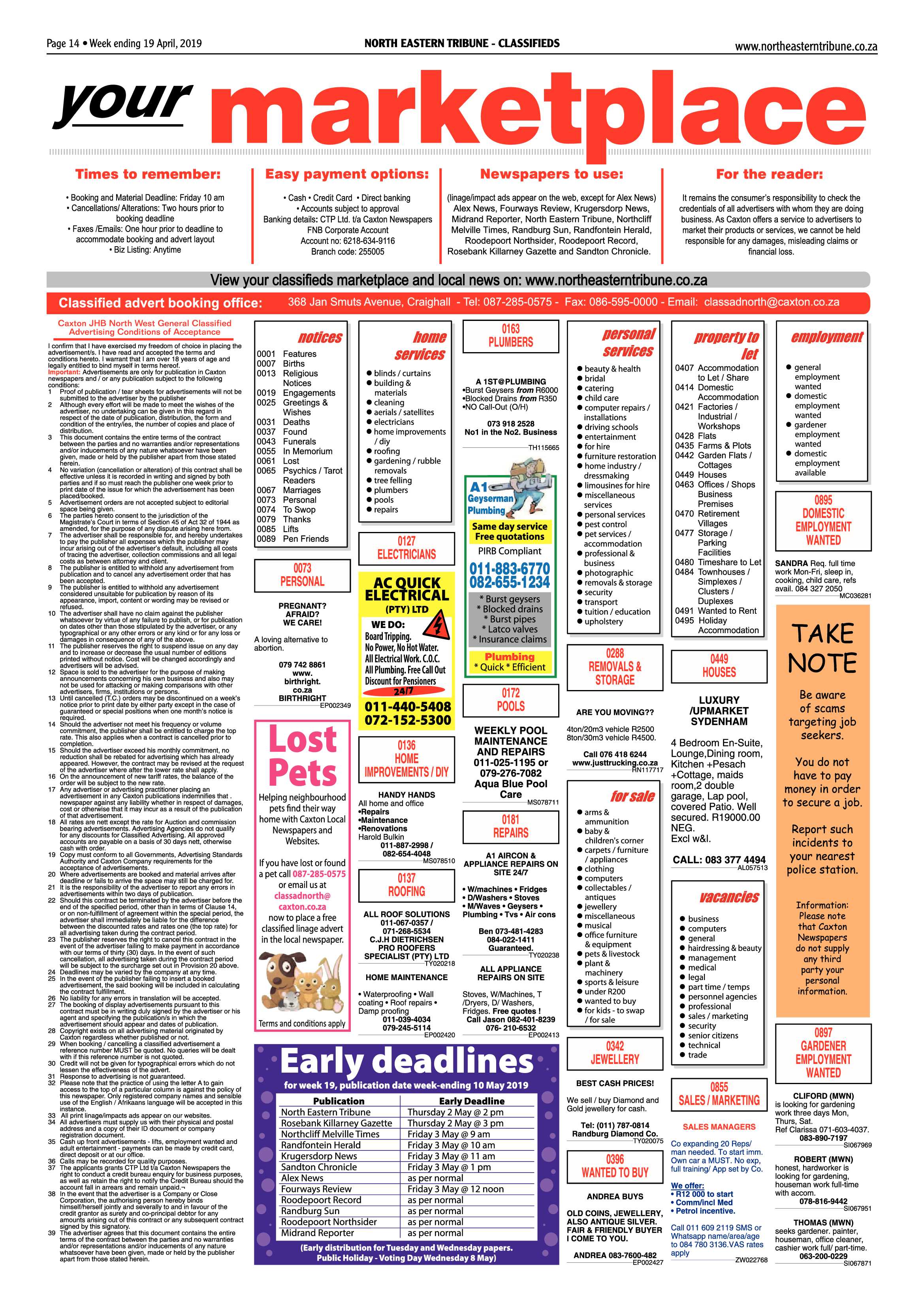 North Eastern Tribune 19 April, 2019 page 14