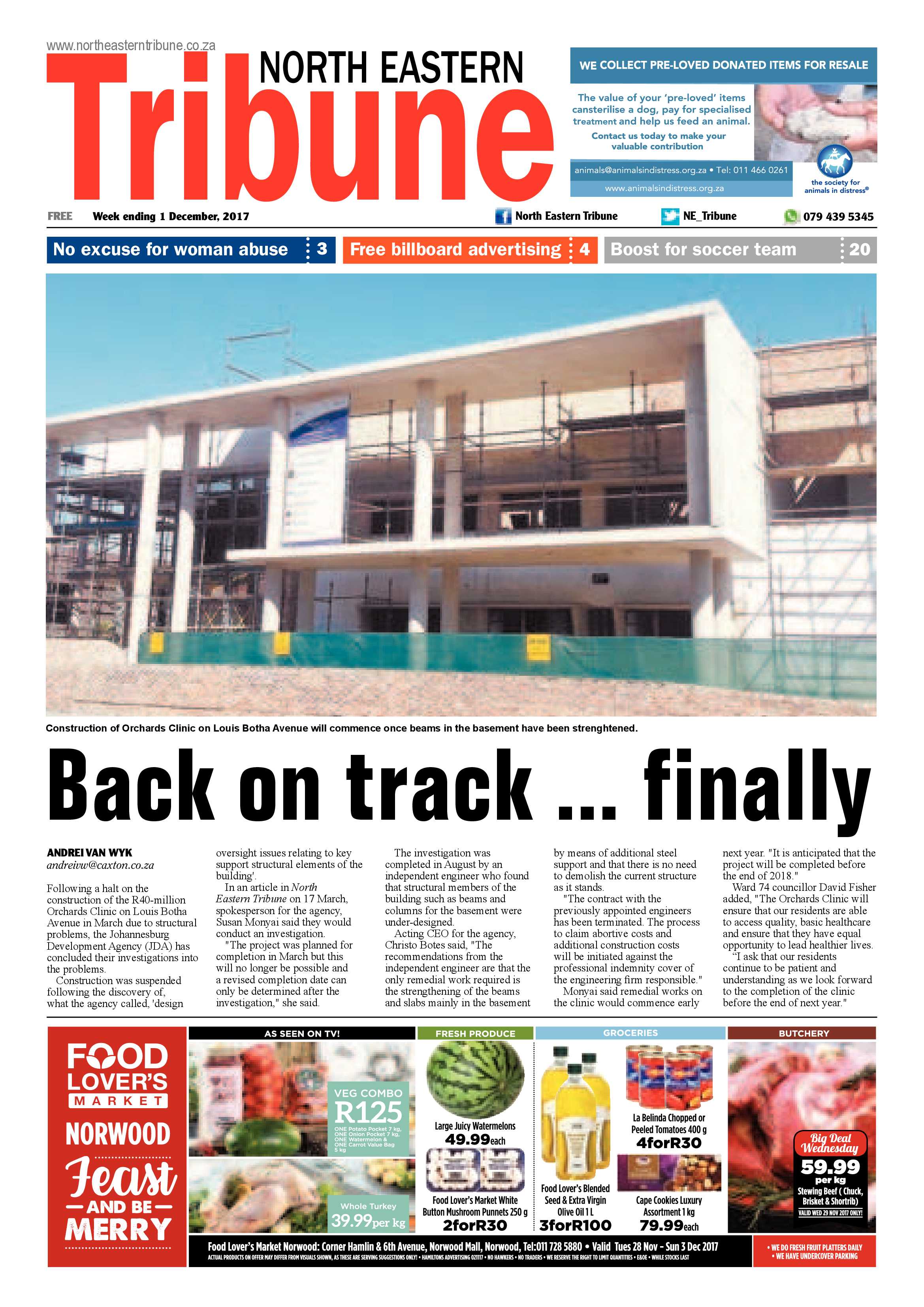 North Eastern Tribune 1 December page 1