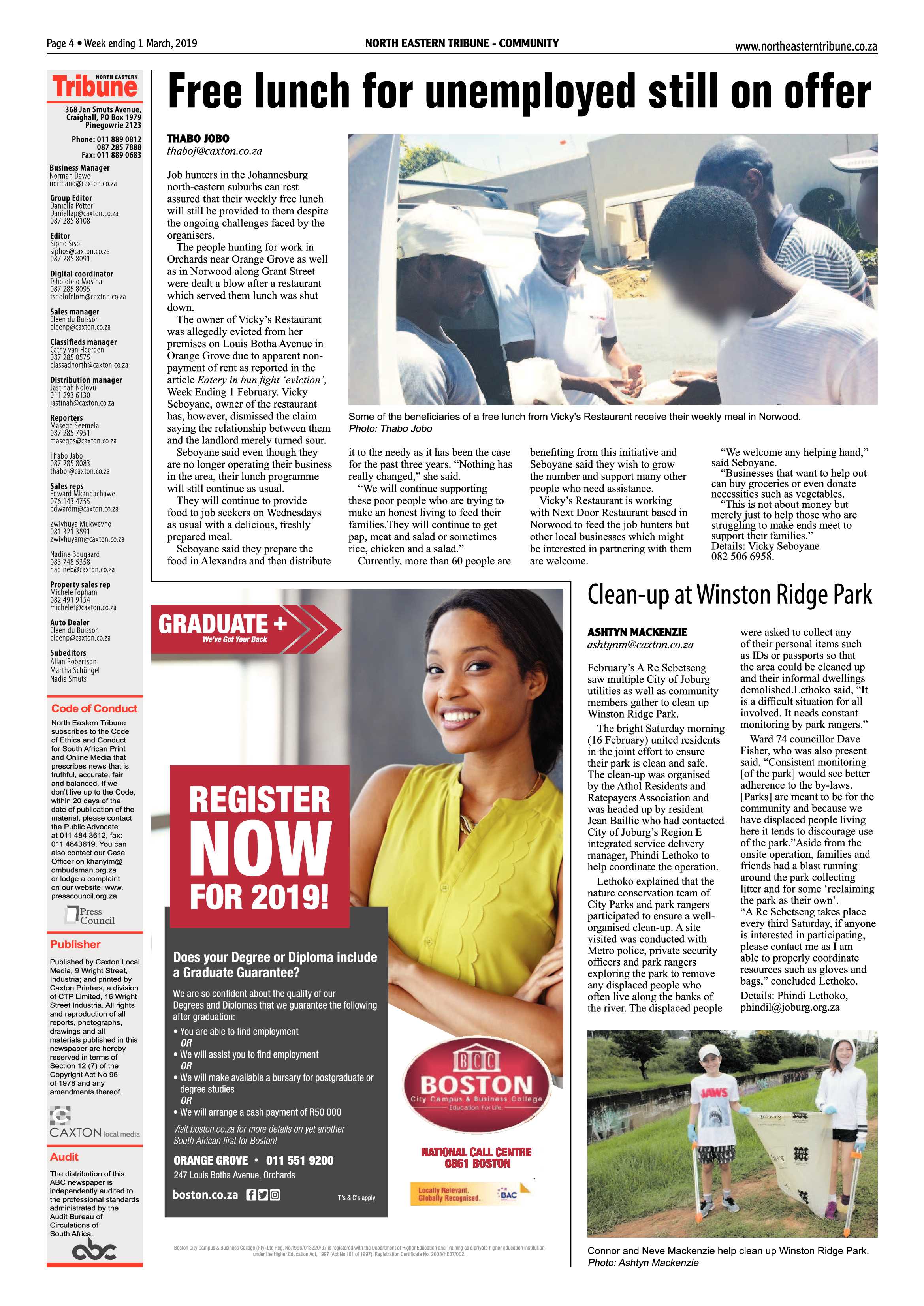 North Eastern Tribune 1 March, 2019 page 4