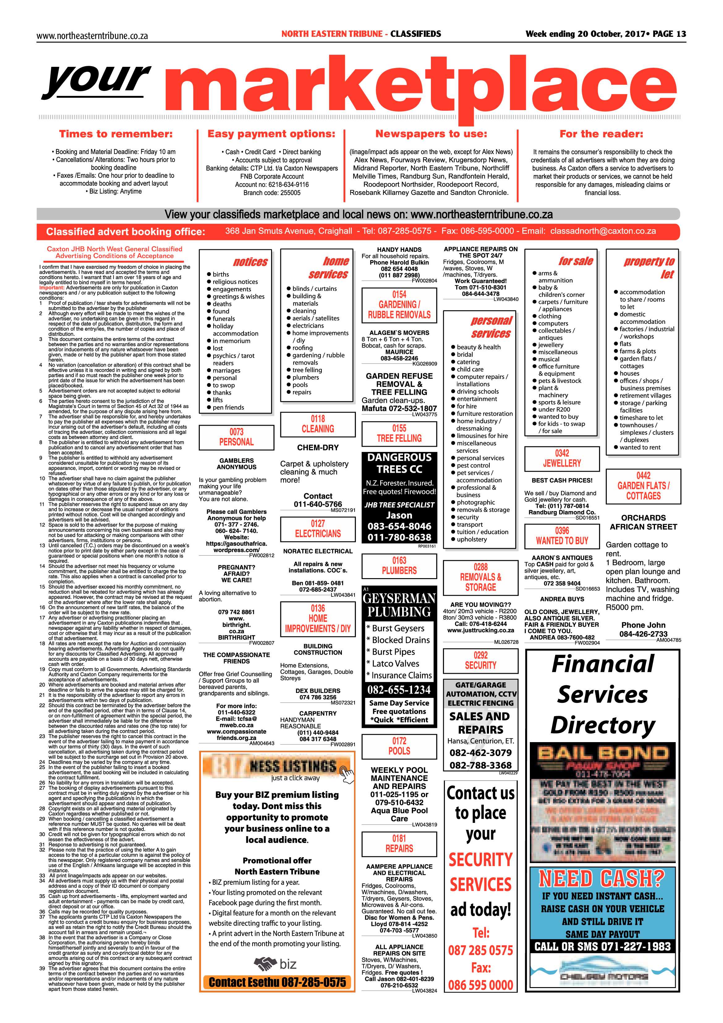 North Eastern Tirbune 20 October 2017 page 13