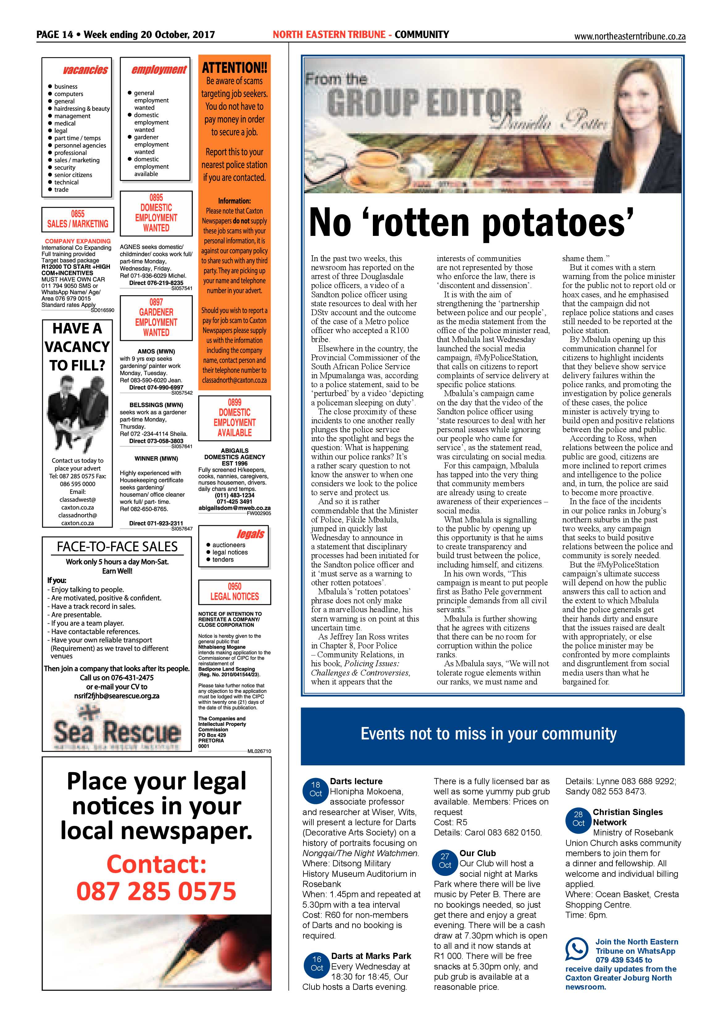 North Eastern Tirbune 20 October 2017 page 14