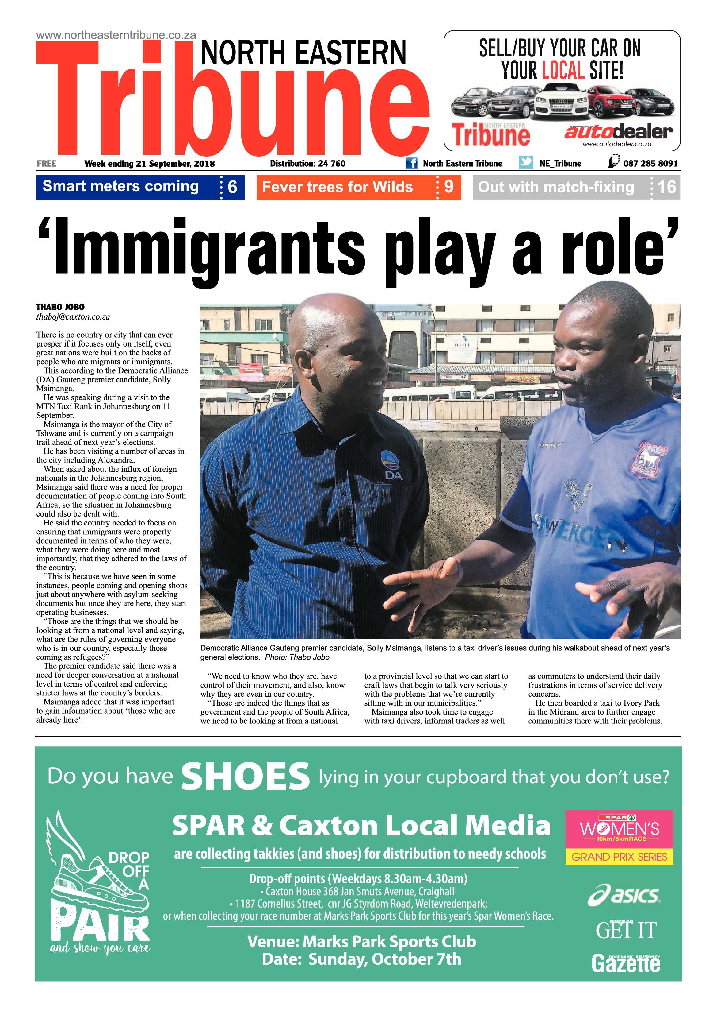 North Eastern Tribune 21 September, 2018 page 1