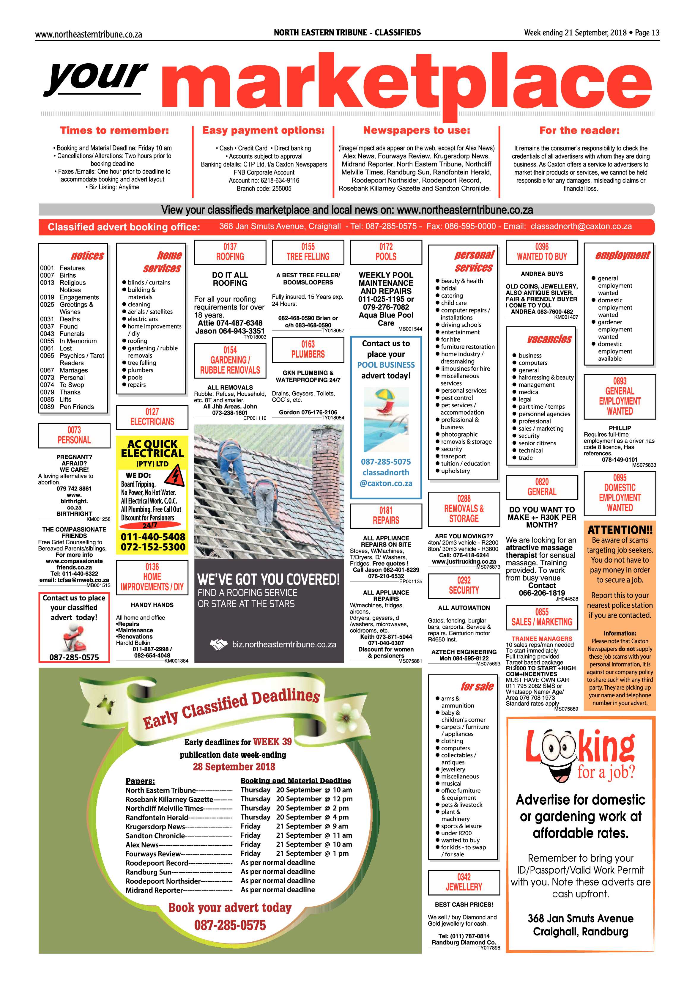 North Eastern Tribune 21 September, 2018 page 13