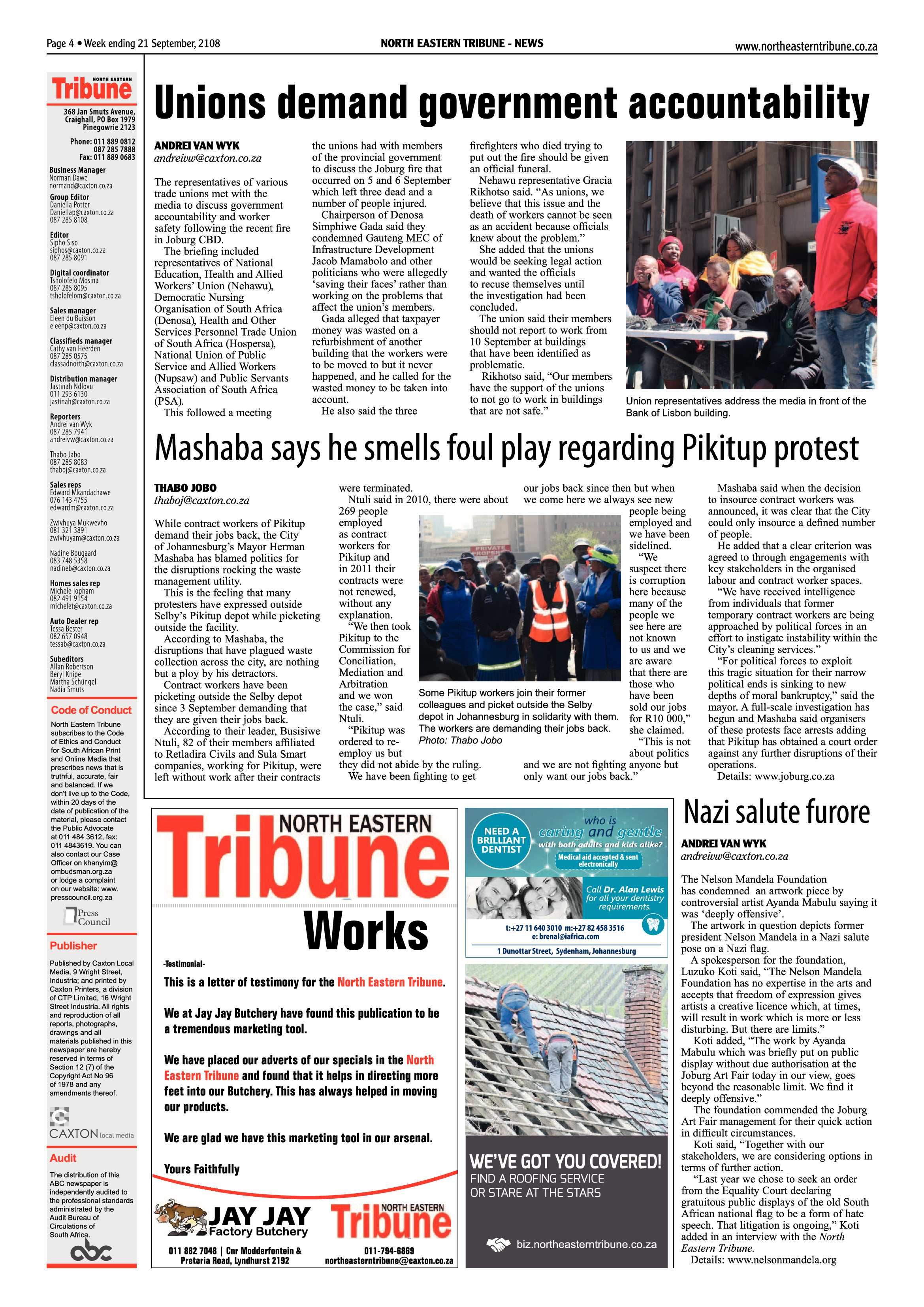 North Eastern Tribune 21 September, 2018 page 4