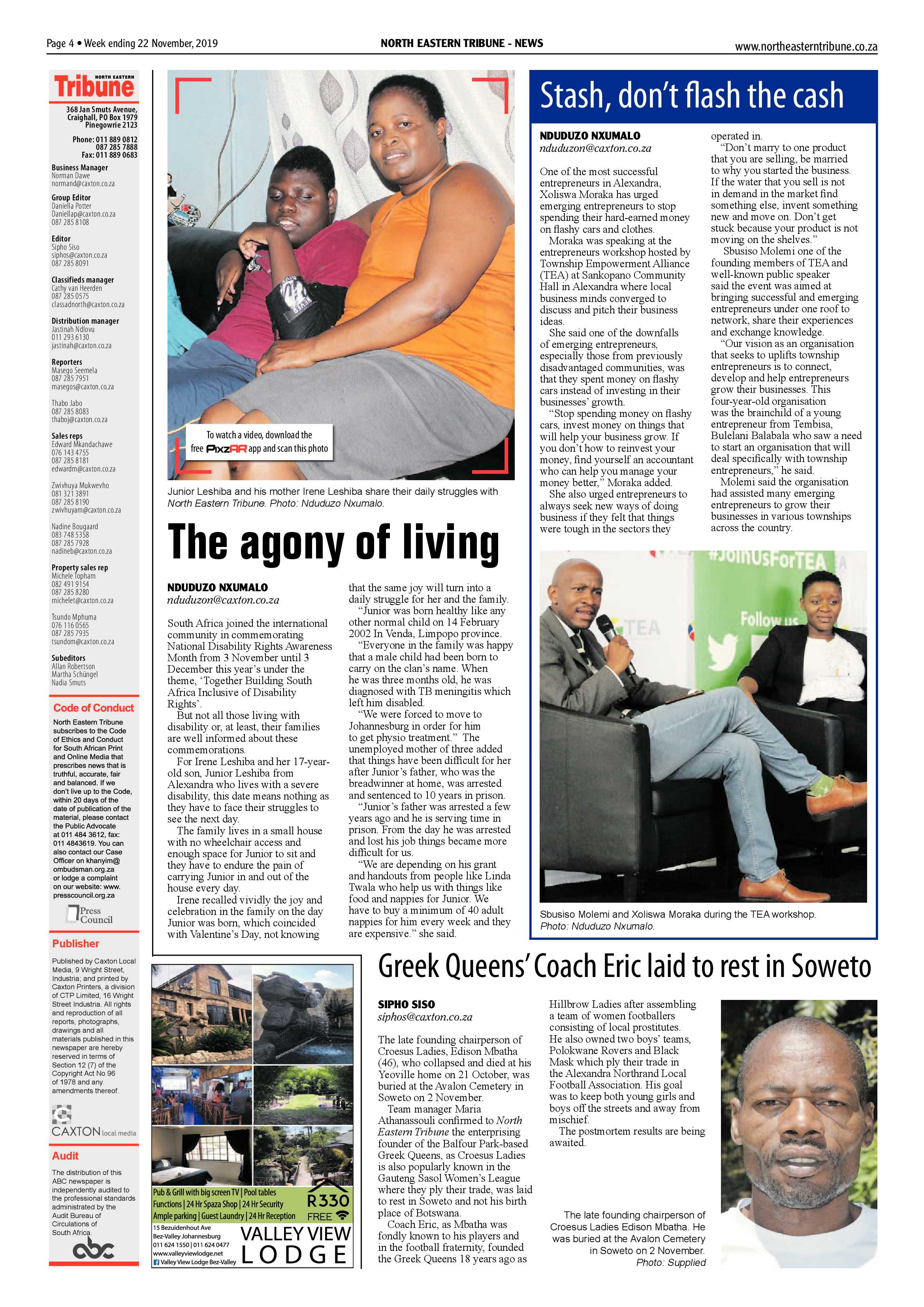 North Eastern Tribune 22 November, 2019 page 4