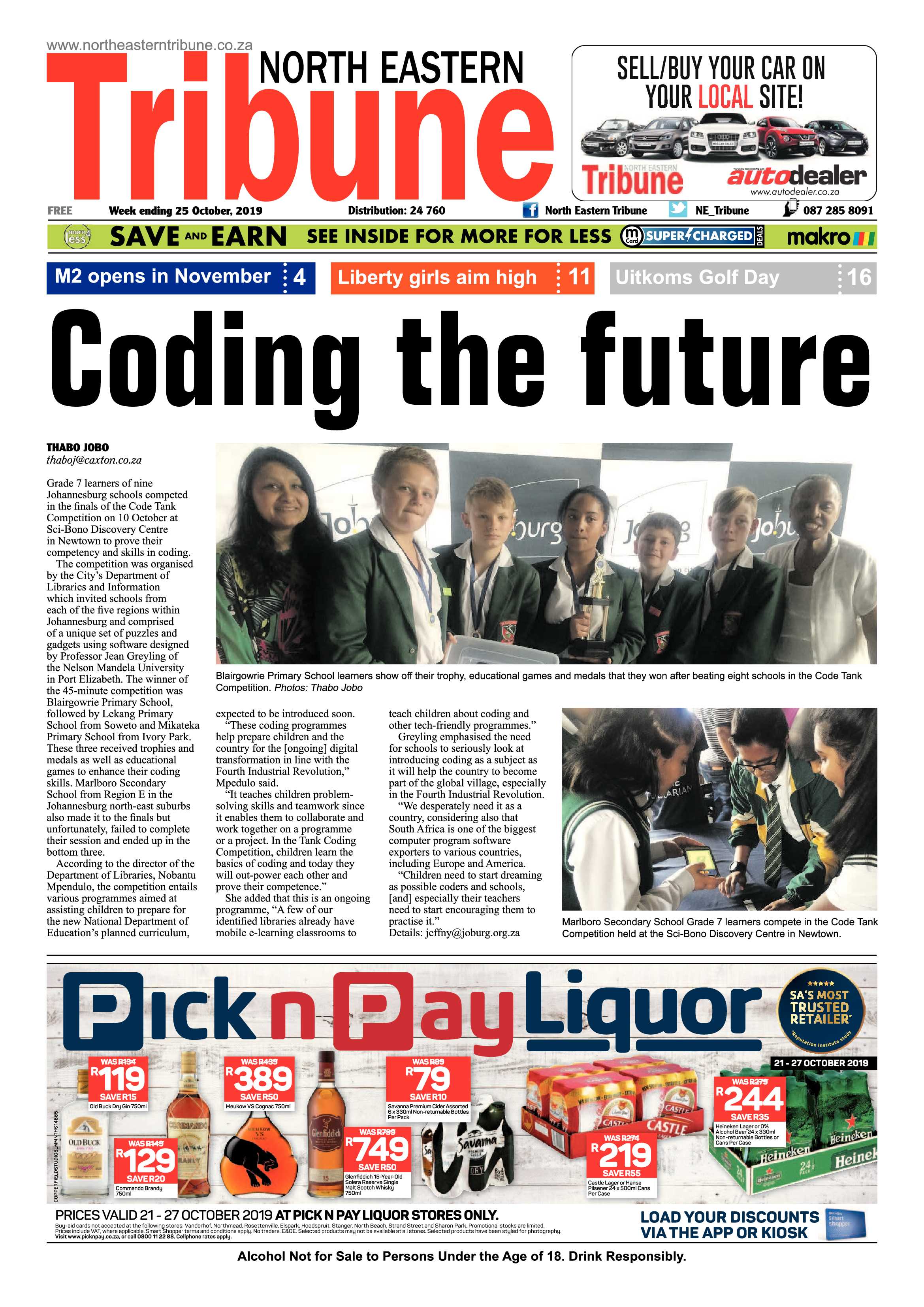 North Eastern Tribune 22 October, 2019 page 1