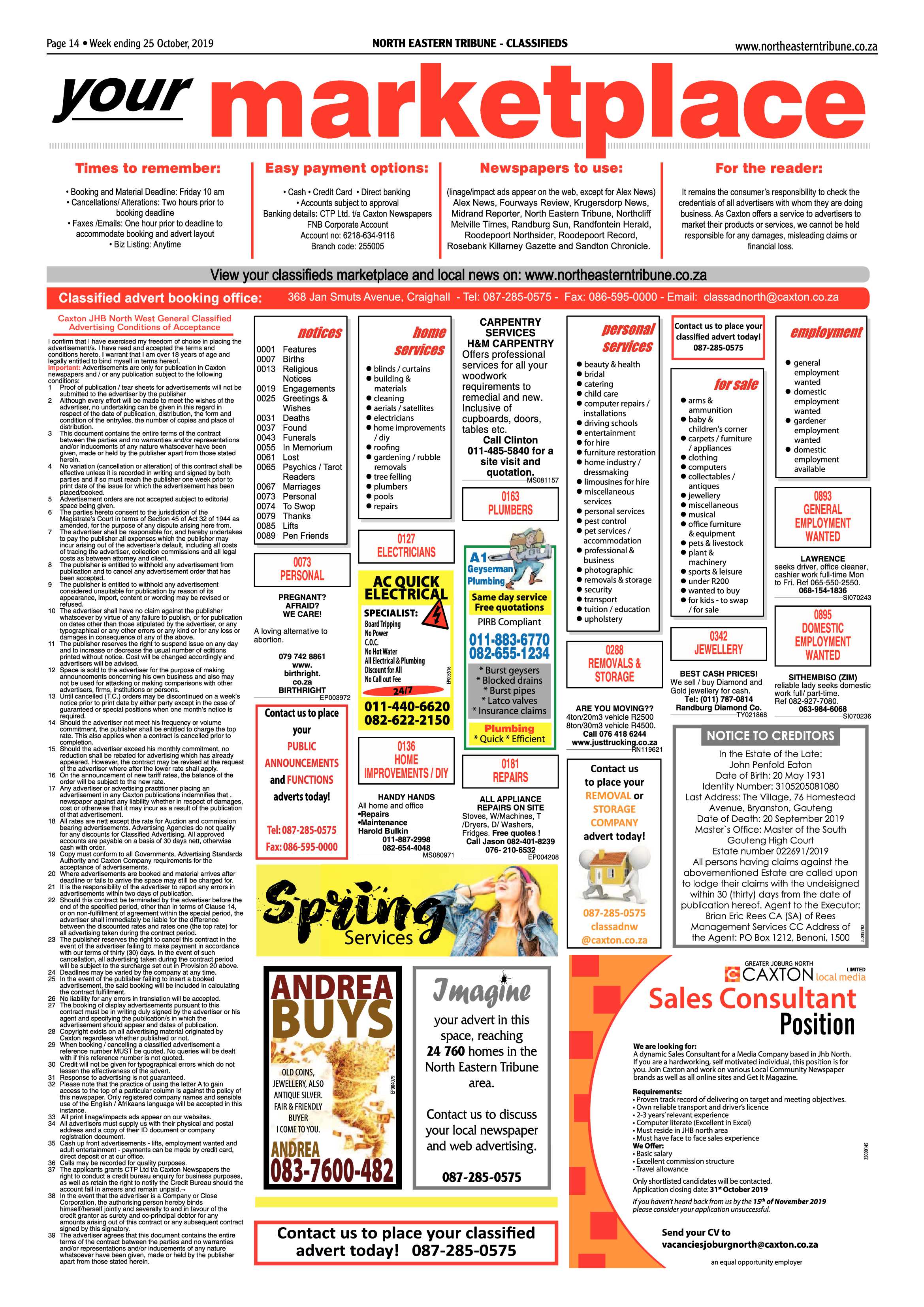 North Eastern Tribune 22 October, 2019 page 14