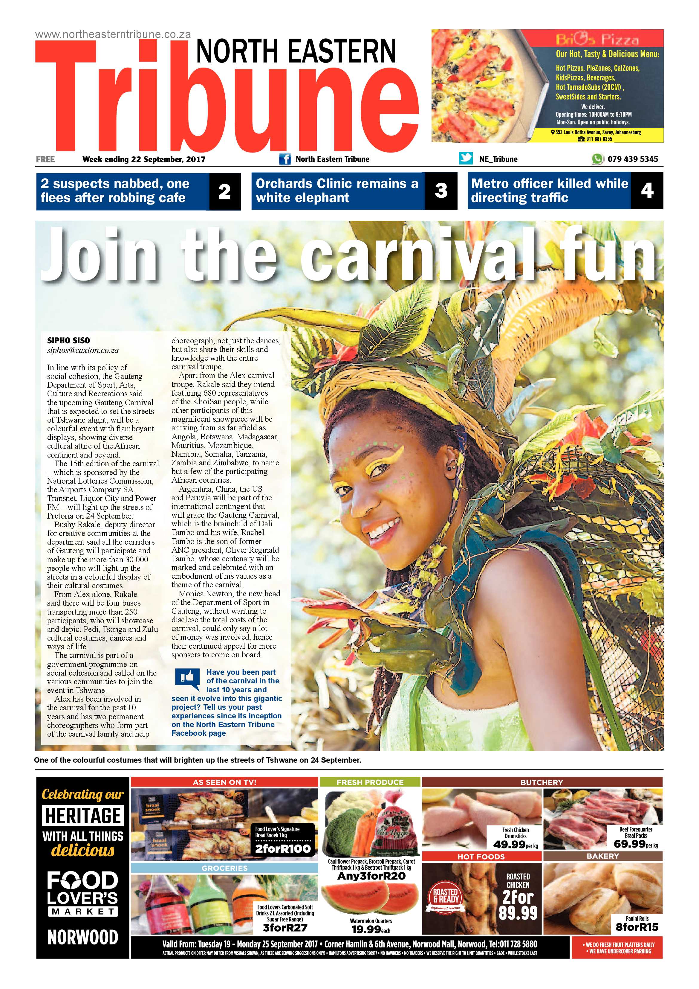 North Eastern Tribune 22 September 2017 page 1
