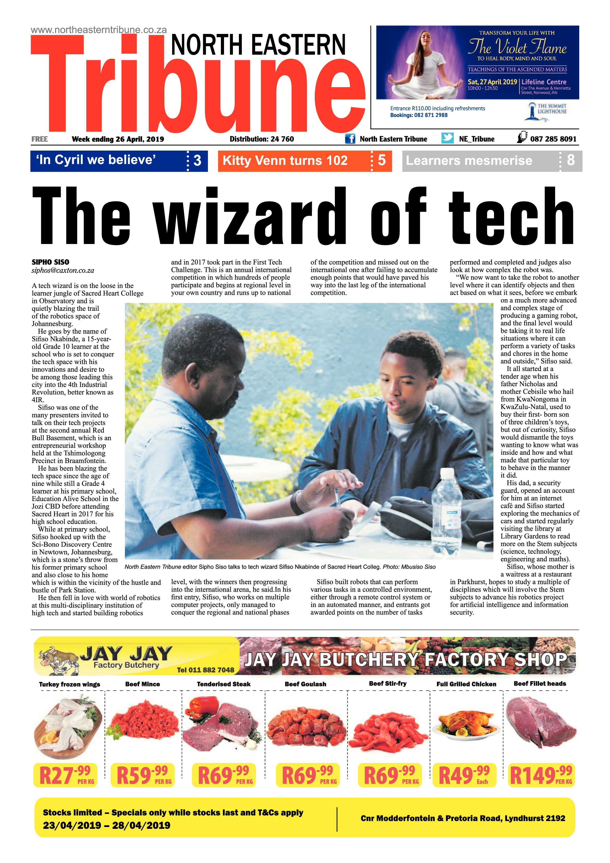 North Eastern Tribune 26 April, 2019 page 1