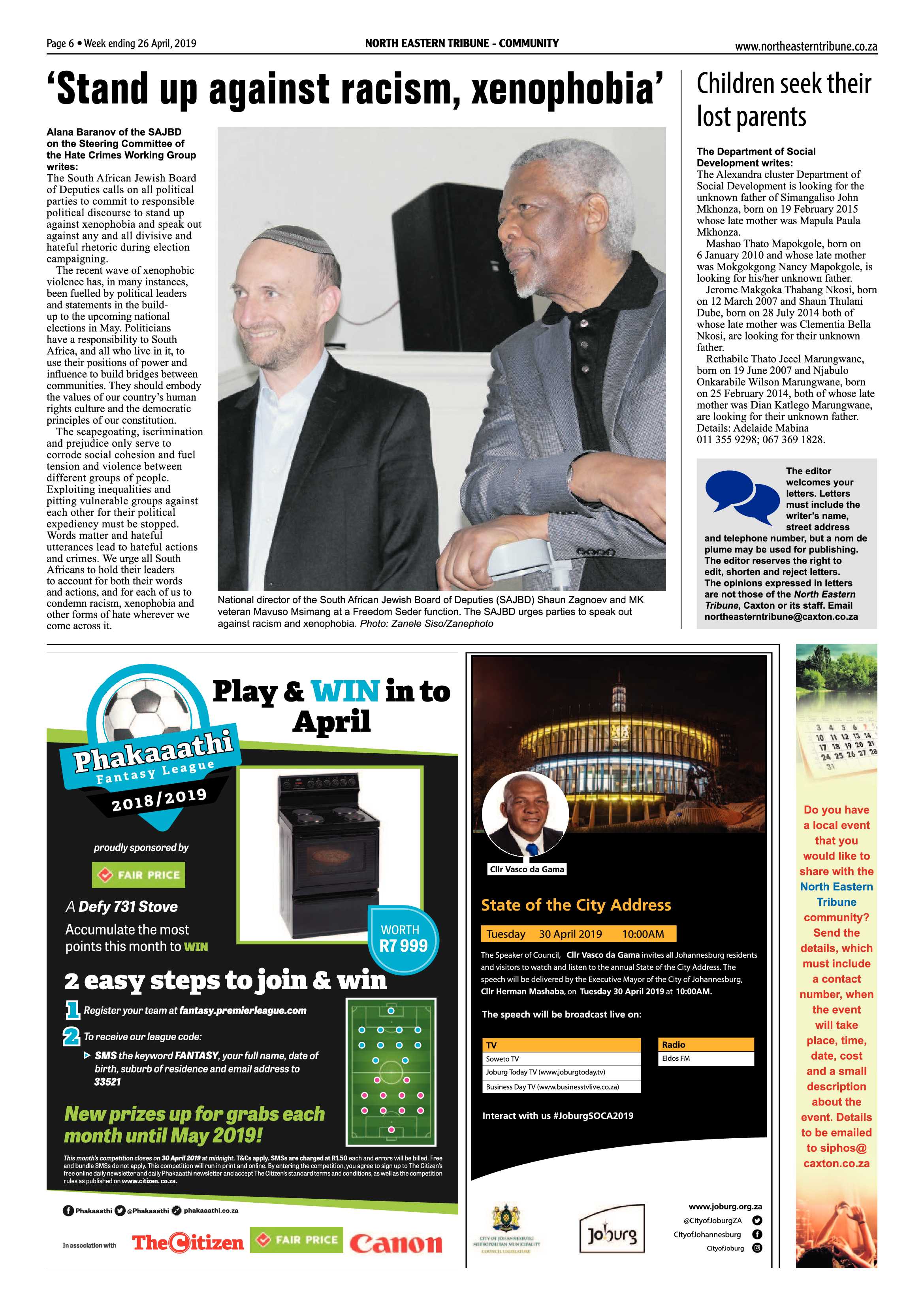 North Eastern Tribune 26 April, 2019 page 6