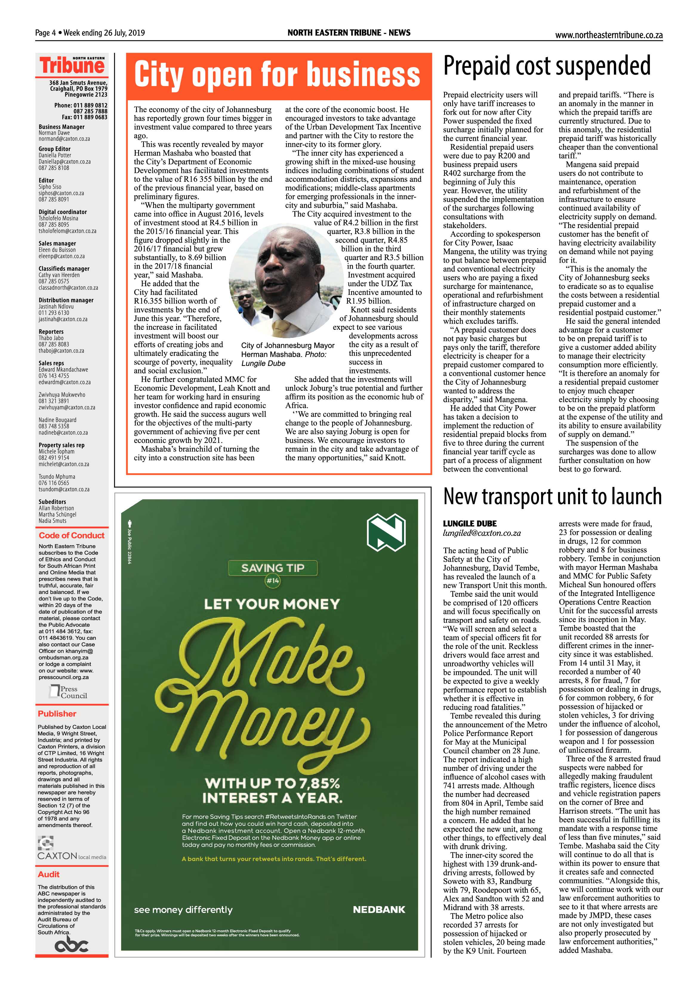 North Eastern Tribune 26 July, 2019 page 4