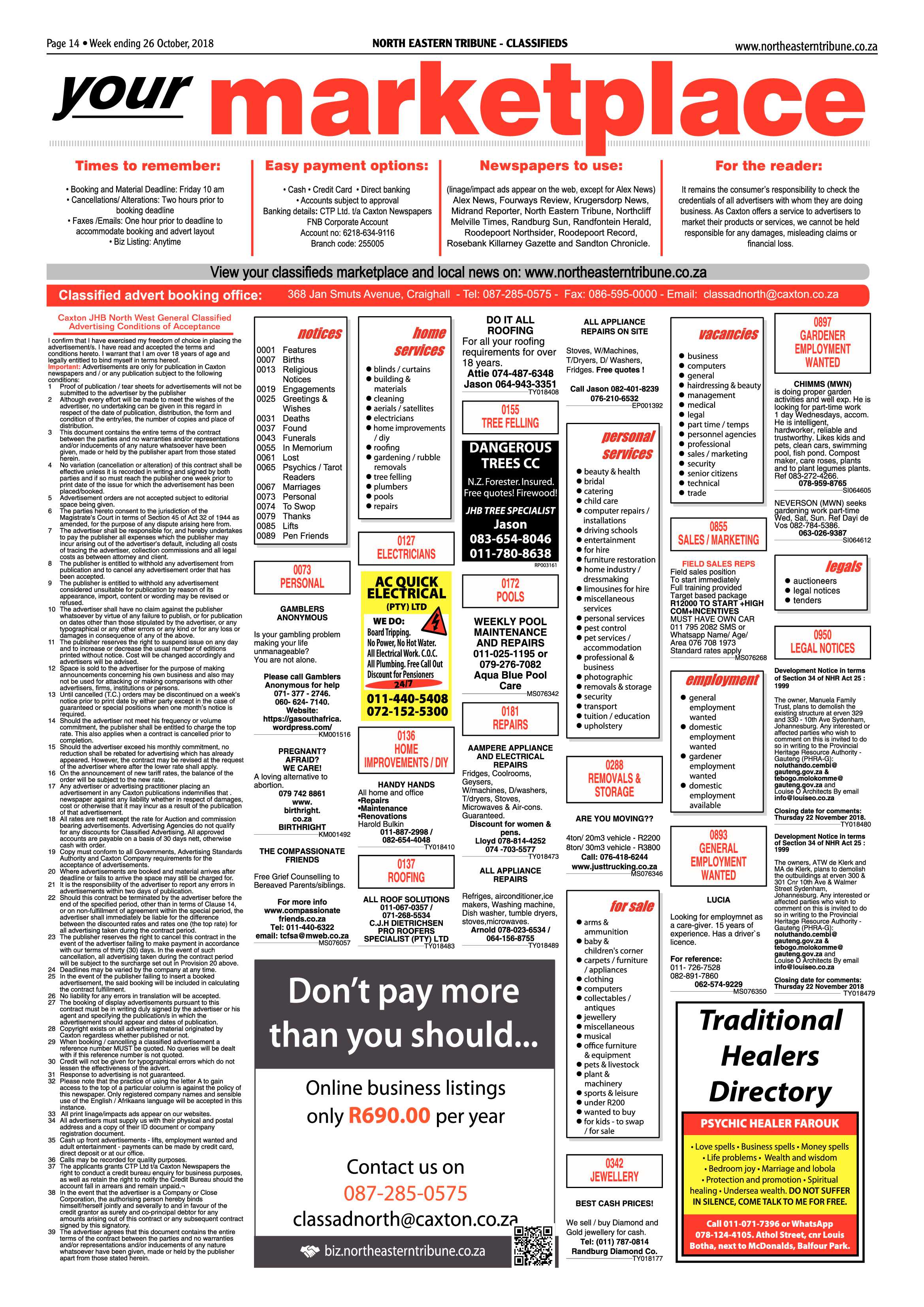 North Eastern Tribune 26 October, 2018 page 14