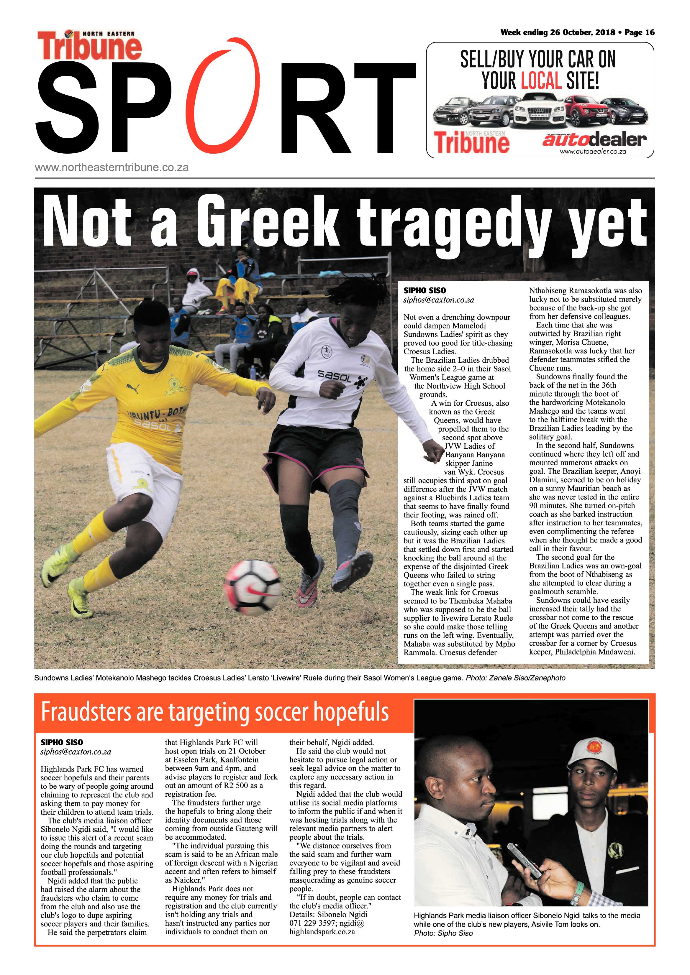 North Eastern Tribune 26 October, 2018 page 16