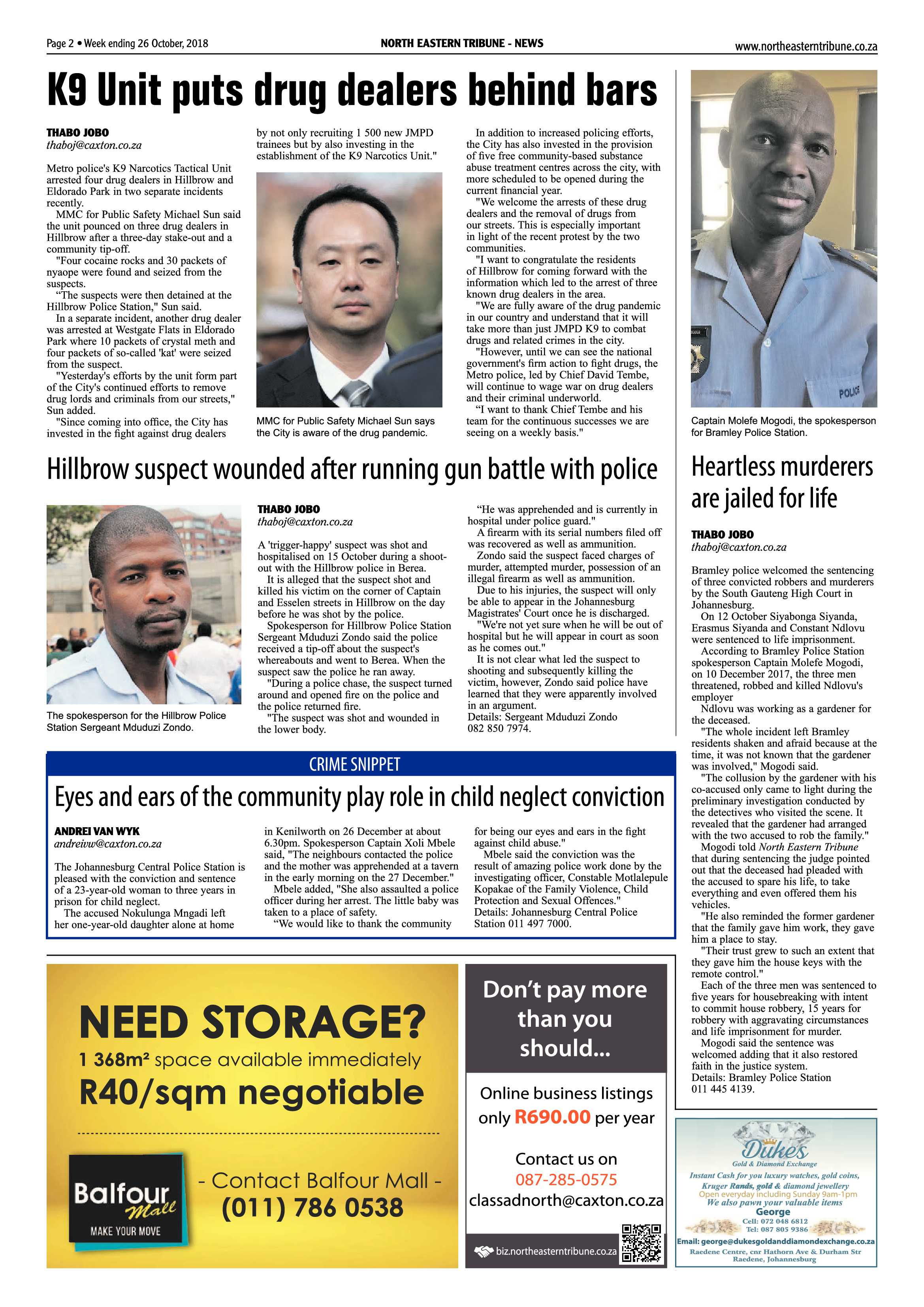 North Eastern Tribune 26 October, 2018 page 2