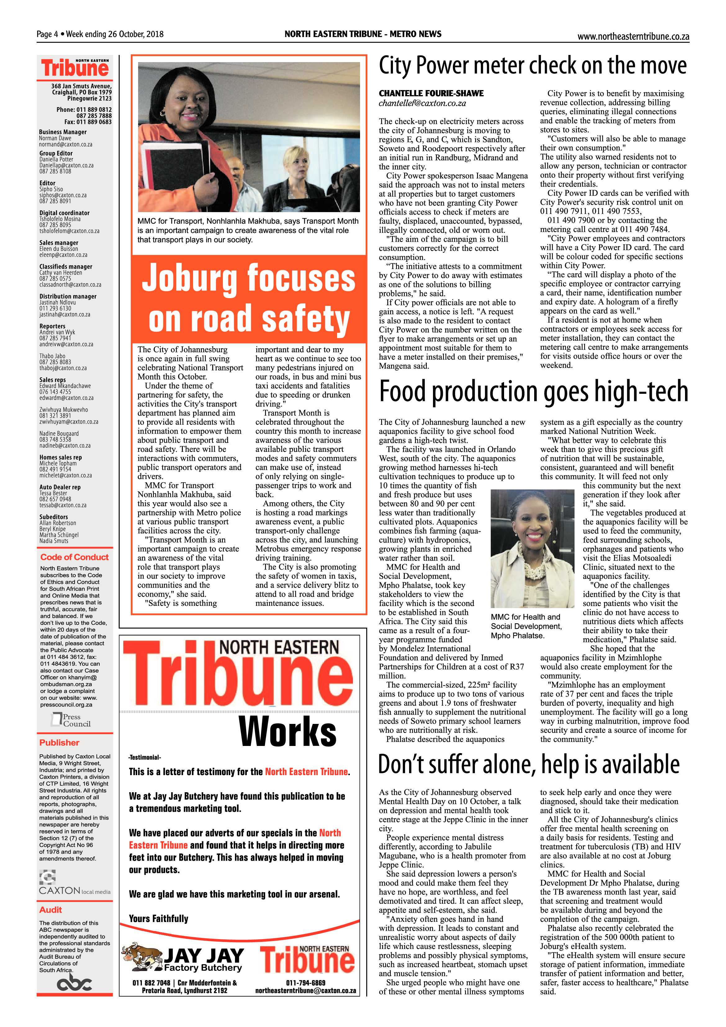 North Eastern Tribune 26 October, 2018 page 4
