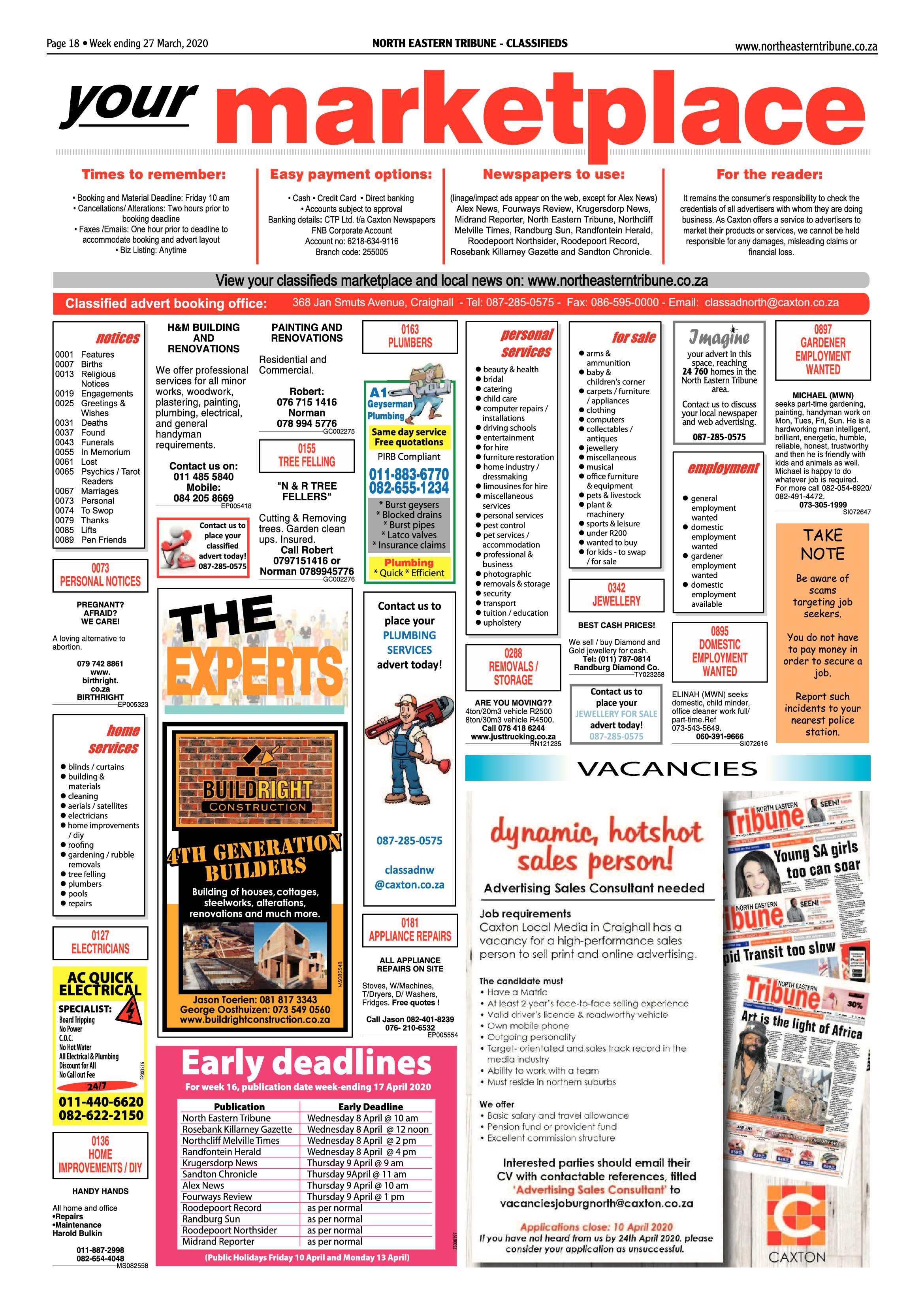 North Eastern Tribune 27 March 2020 page 18