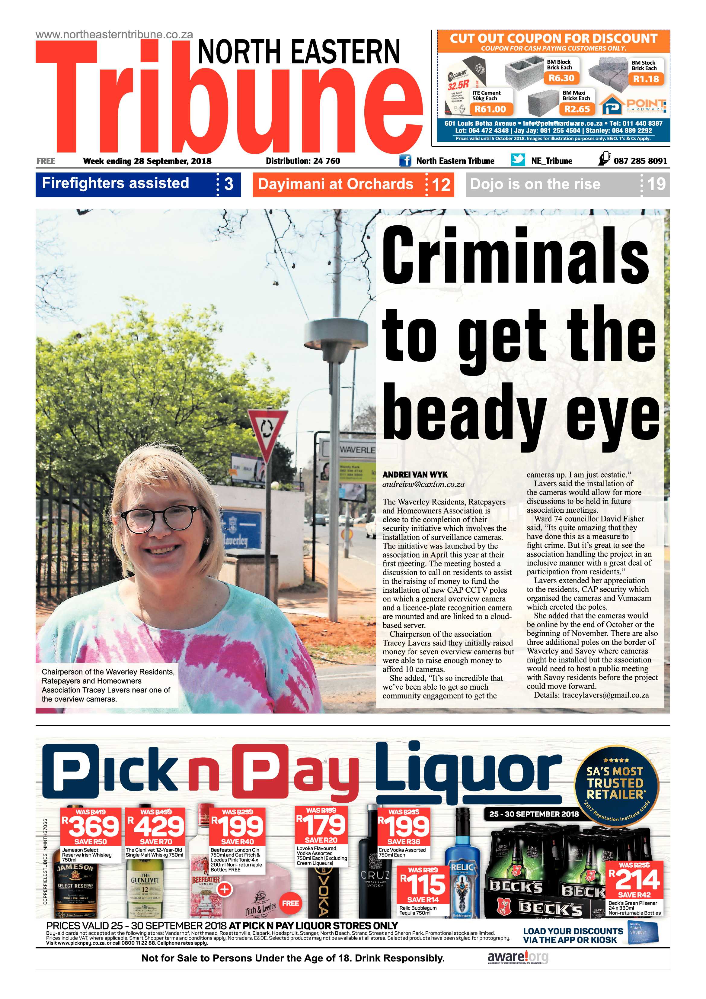 North Eastern Tribune 28 September, 2018 page 1