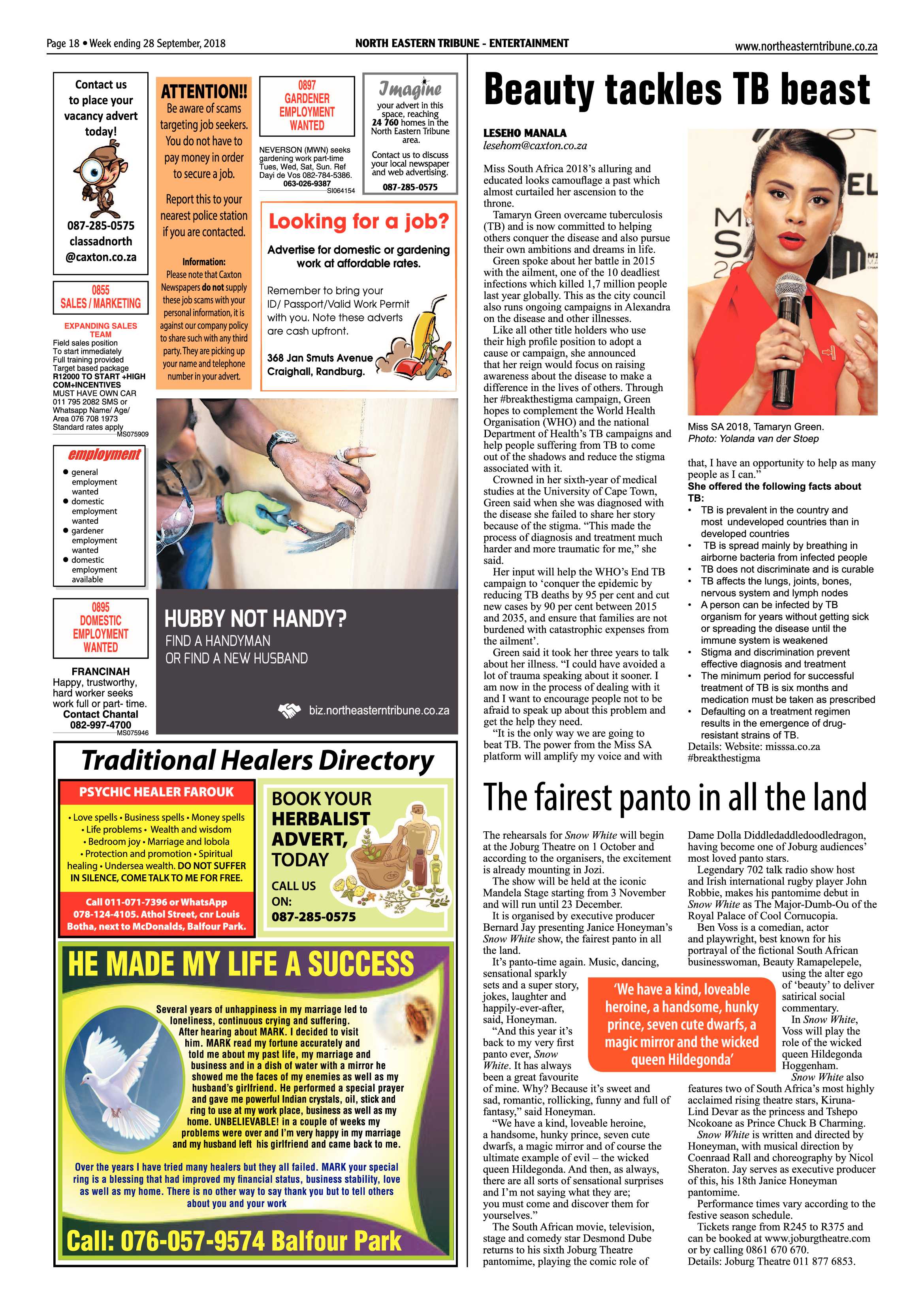 North Eastern Tribune 28 September, 2018 page 18
