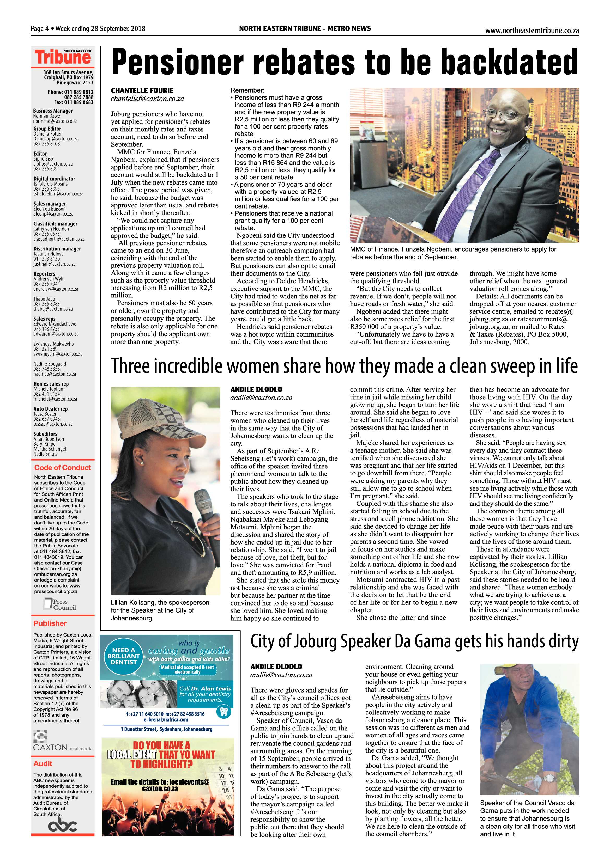 North Eastern Tribune 28 September, 2018 page 4
