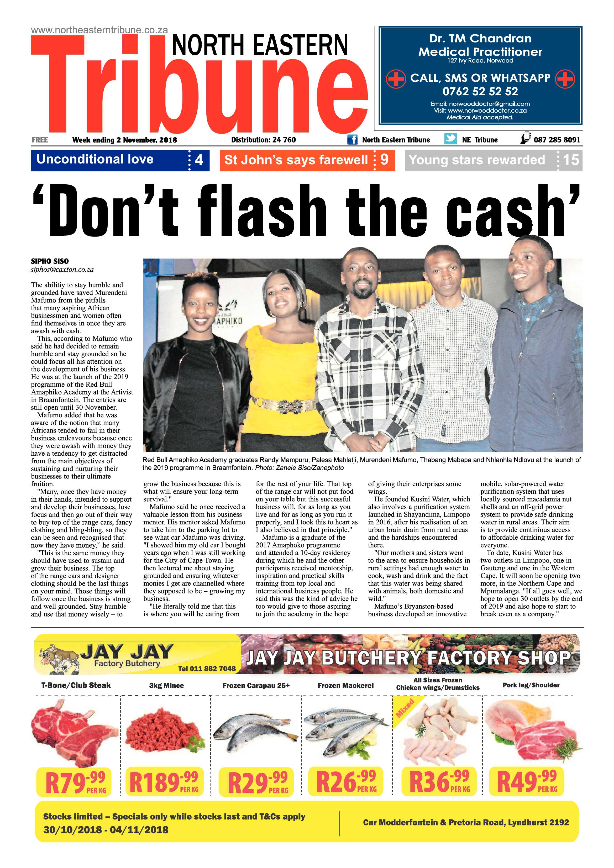 North Eastern Tribune 2 November, 2018 page 1