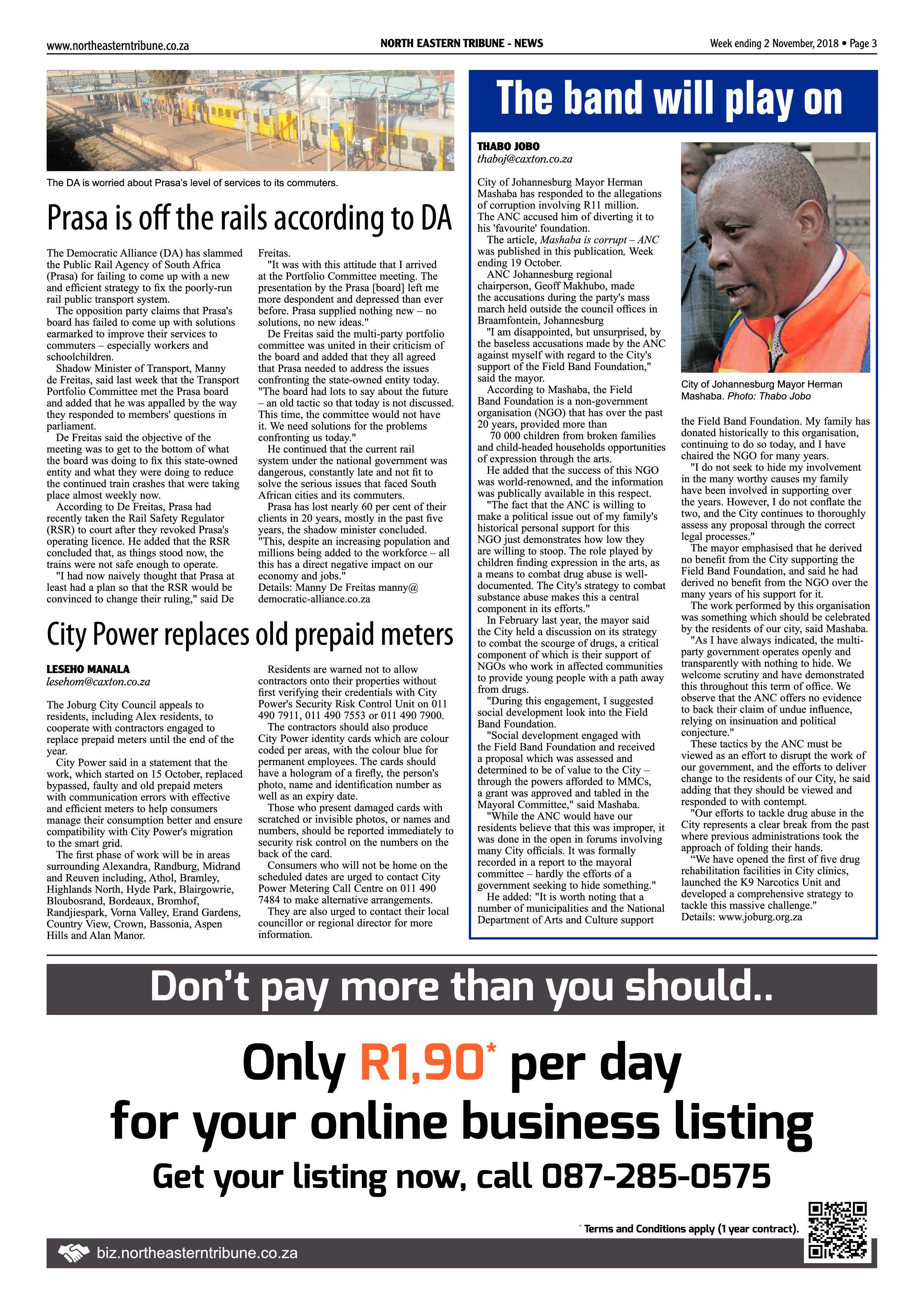 North Eastern Tribune 2 November, 2018 page 3