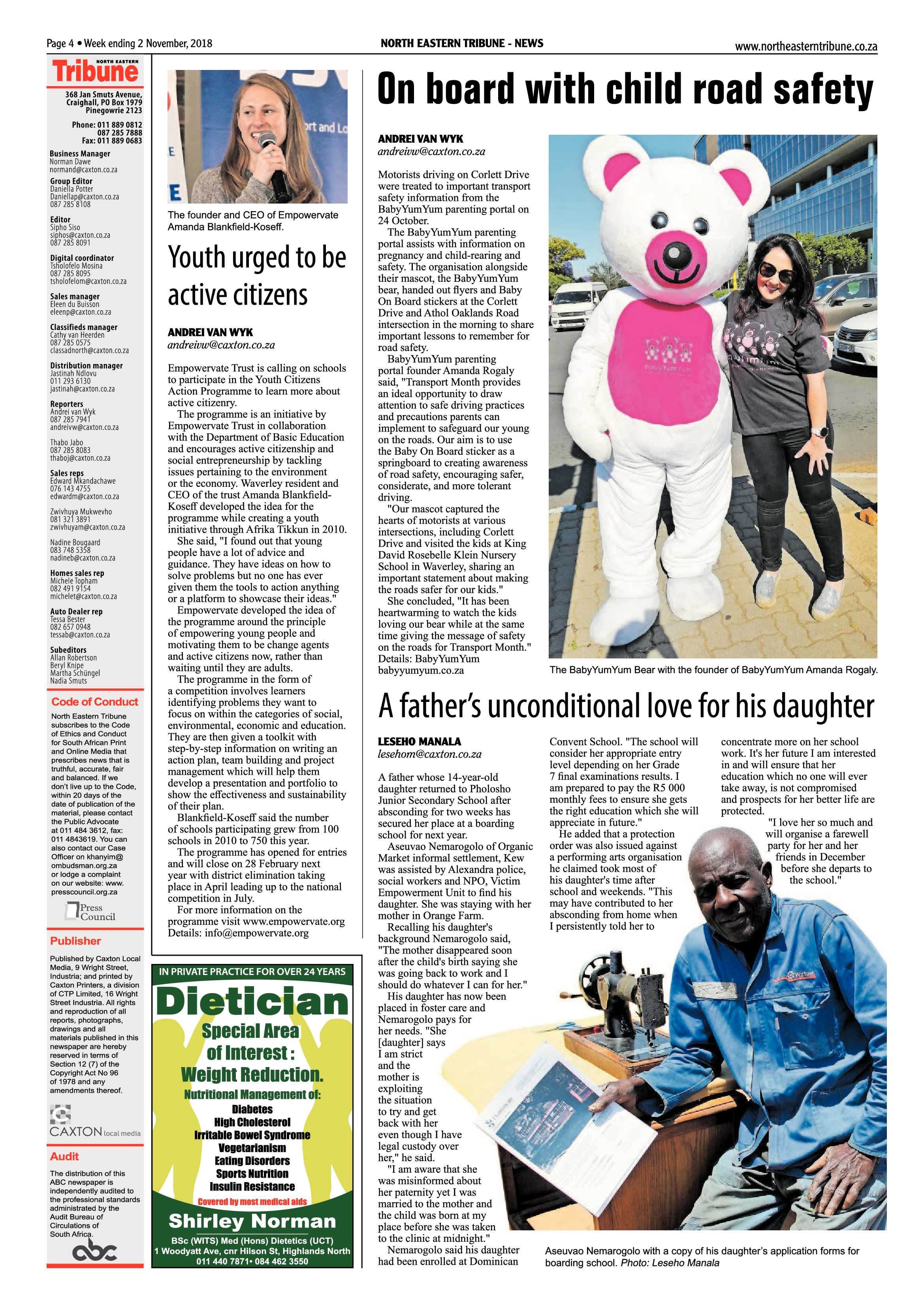 North Eastern Tribune 2 November, 2018 page 4
