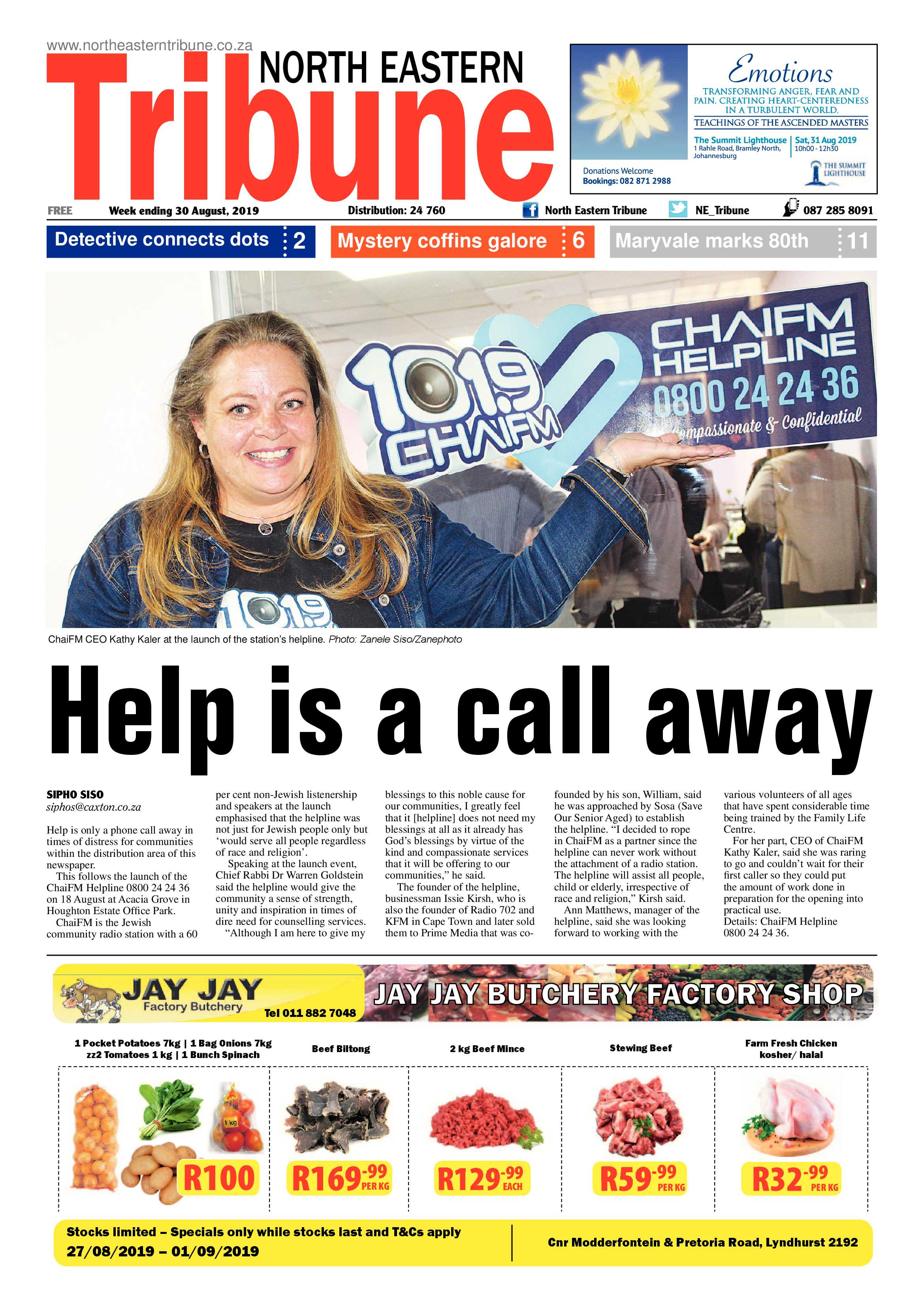 North Eastern Tribune 30 August, 2019 page 1