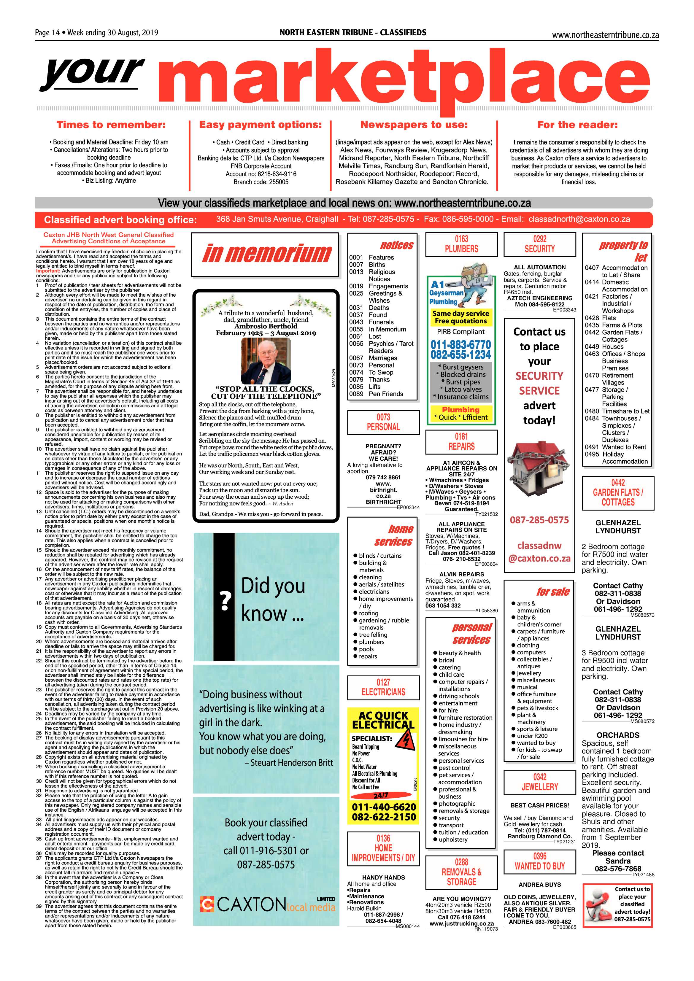 North Eastern Tribune 30 August, 2019 page 14