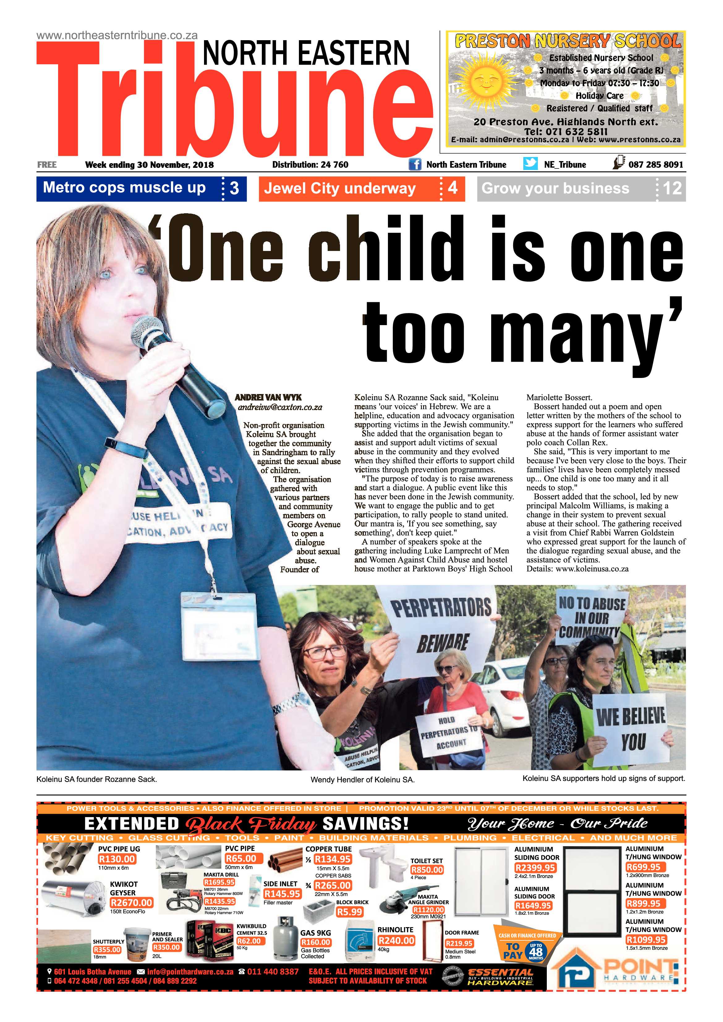 North Eastern Tribune 30 November, 2018 page 1