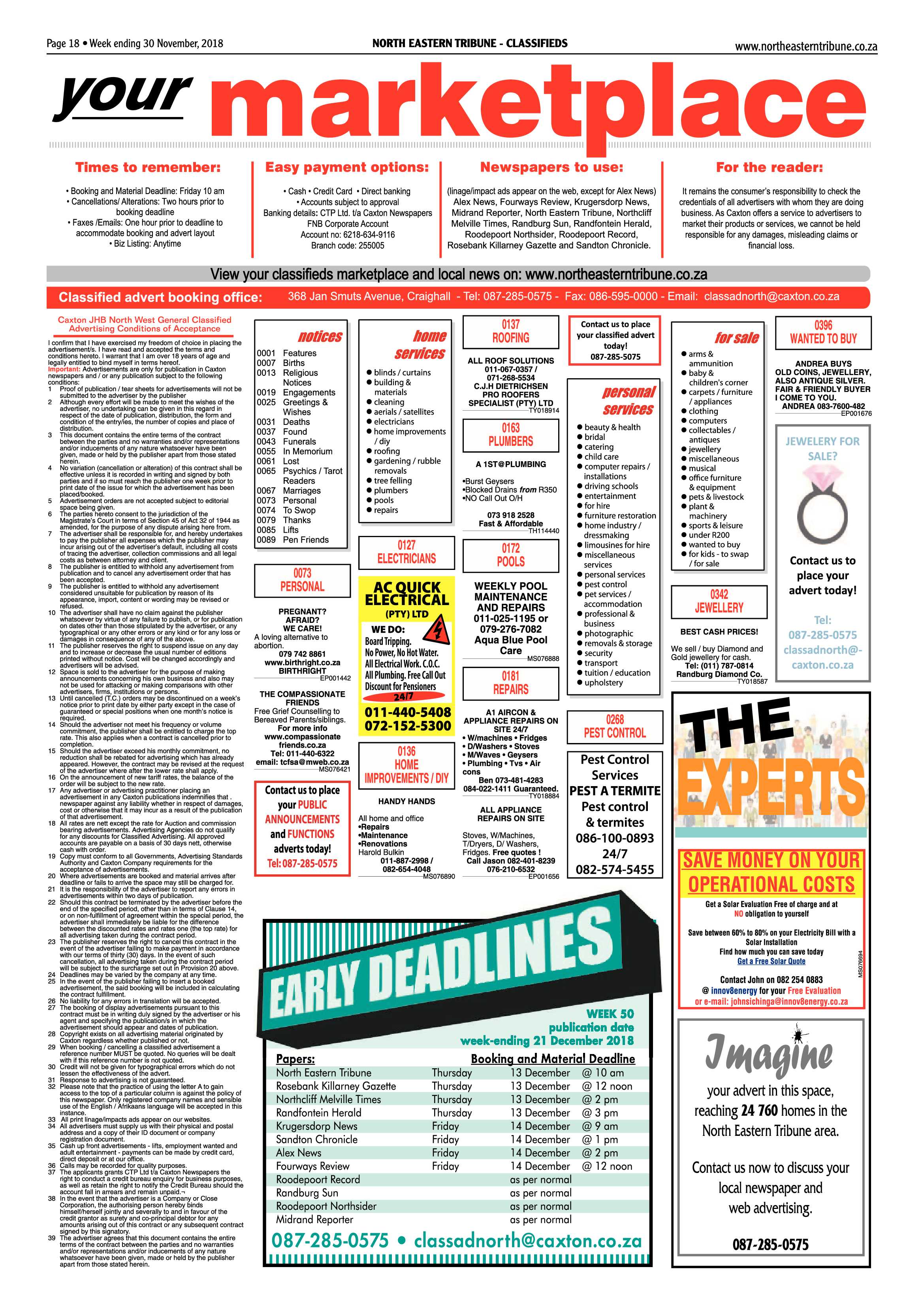 North Eastern Tribune 30 November, 2018 page 18